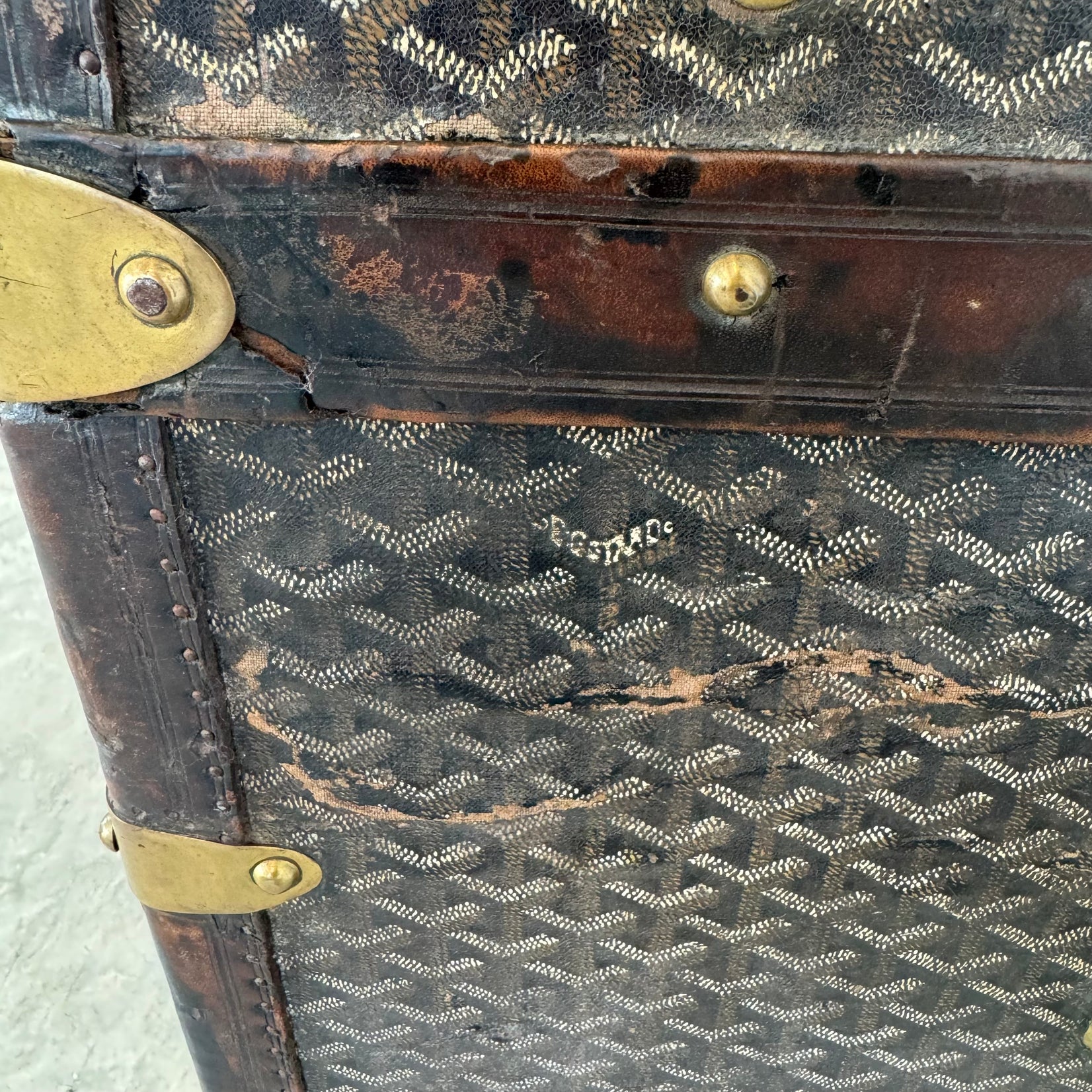 Leather, Canvas and Brass Steamer Trunk