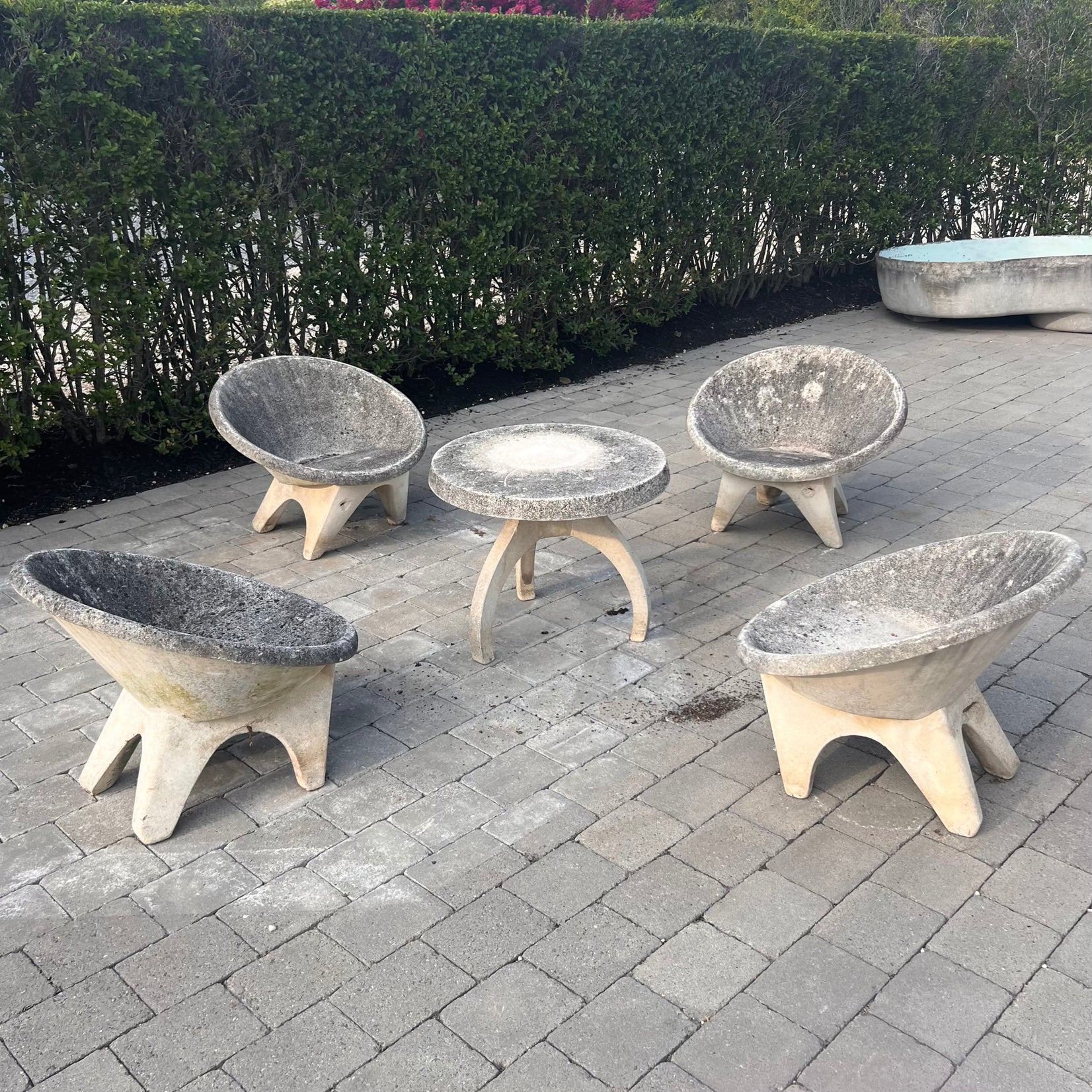 Set of 4 Sculptural Concrete Chairs and Table, 1960s Belgium