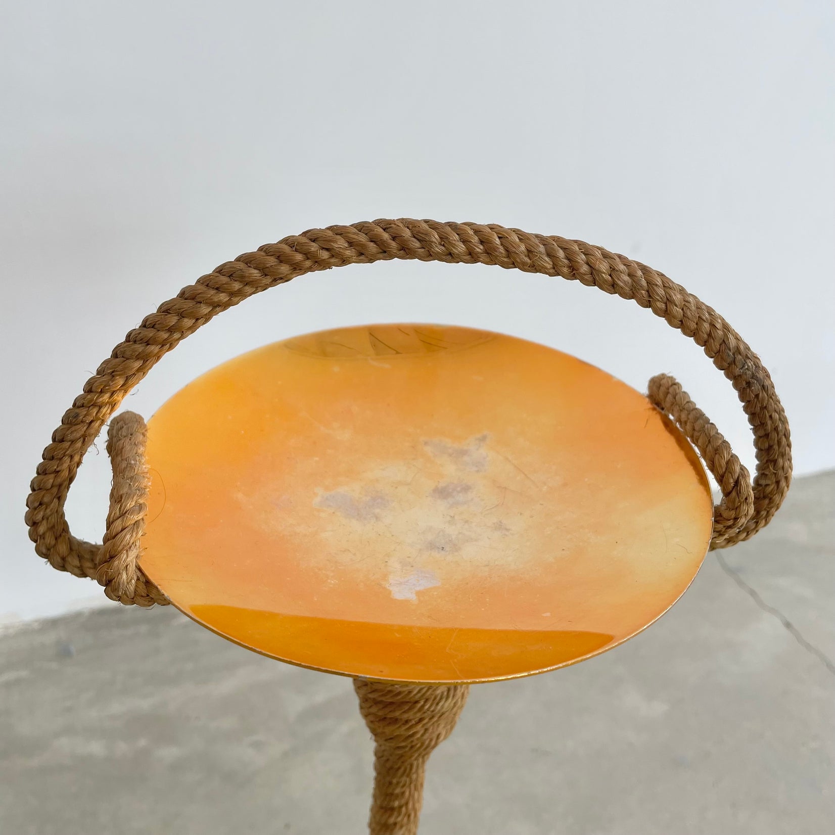 Vintage Rope Floor Catchall in the Style of Audoux-Minet, 1960s, France
