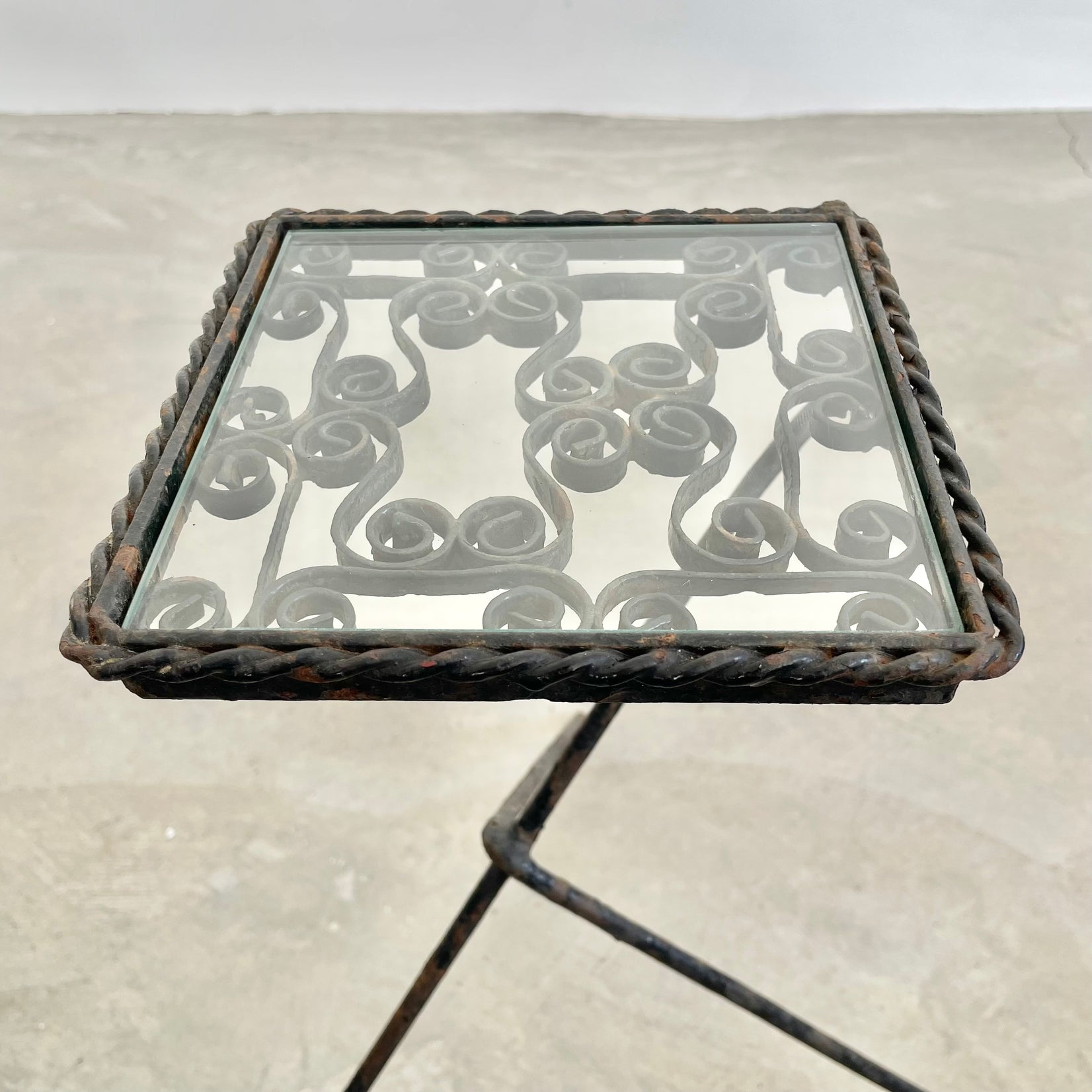Iron and Glass Standing Catchall, 1950s France