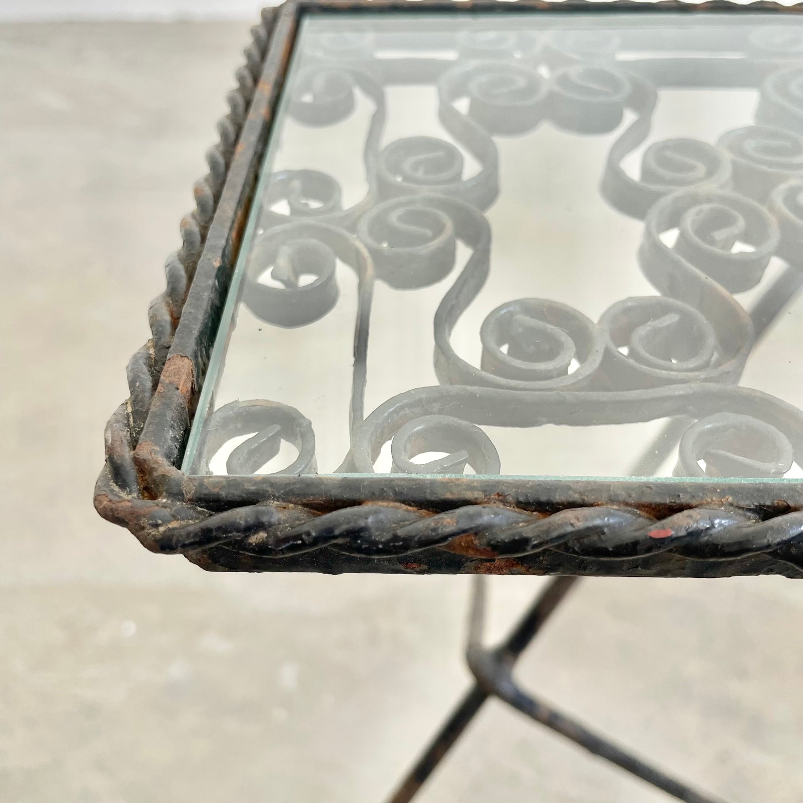 Iron and Glass Standing Catchall, 1950s France