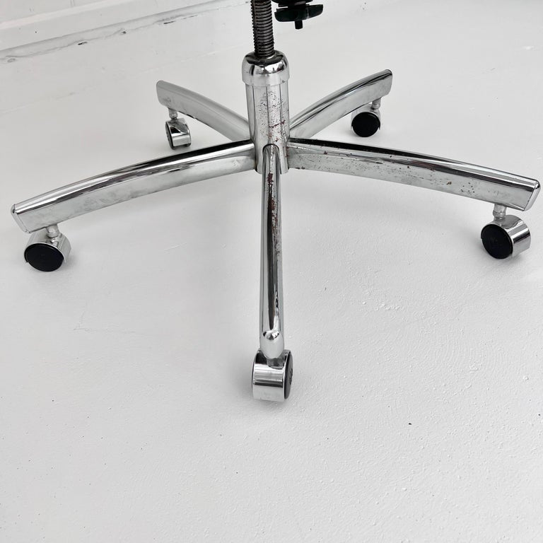 Modern Chrome & Tufted Velvet Office Chair, 1980s USA