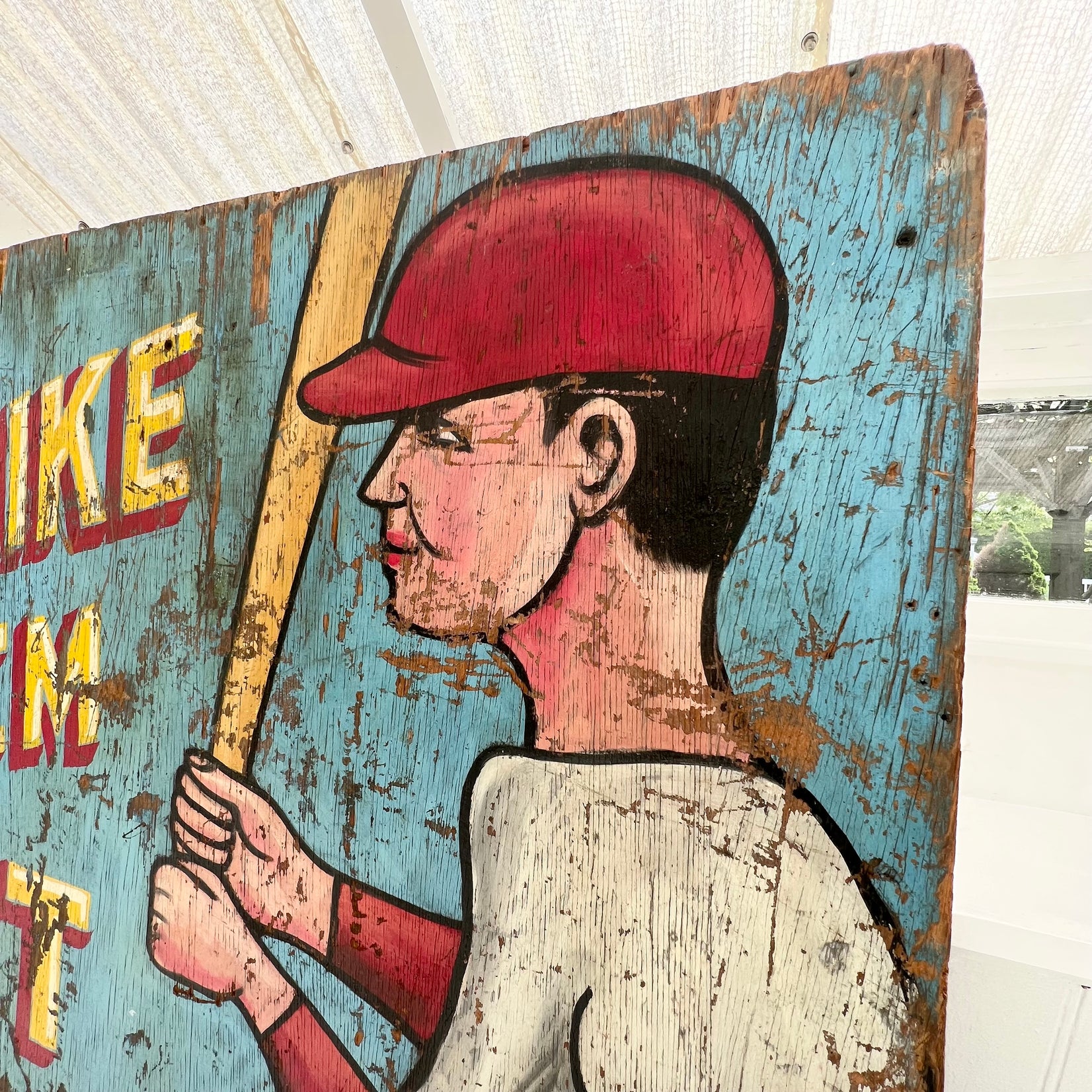 'Strike ‘Em Out’ Carnival Toss Sign, 1940s USA