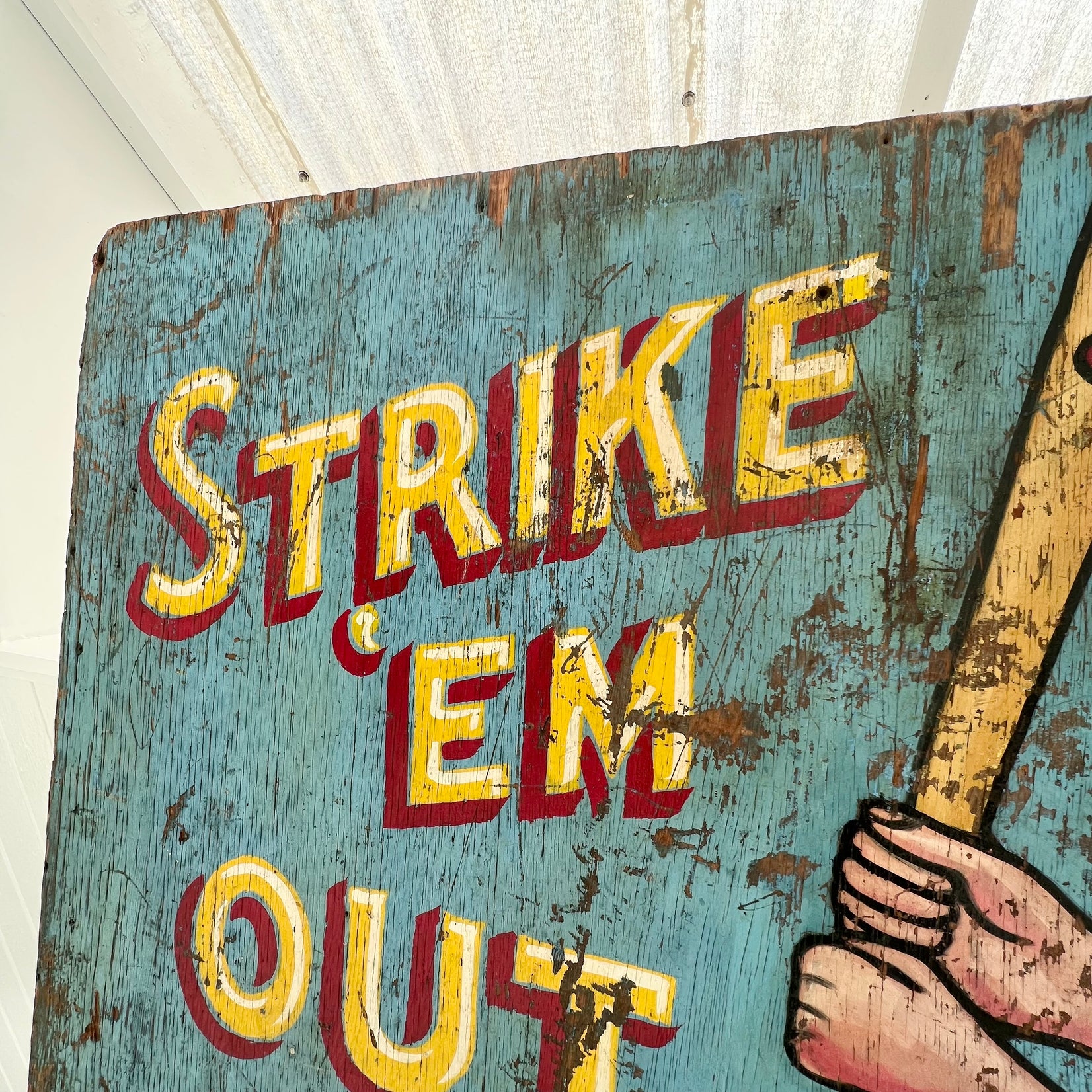 'Strike ‘Em Out’ Carnival Toss Sign, 1940s USA