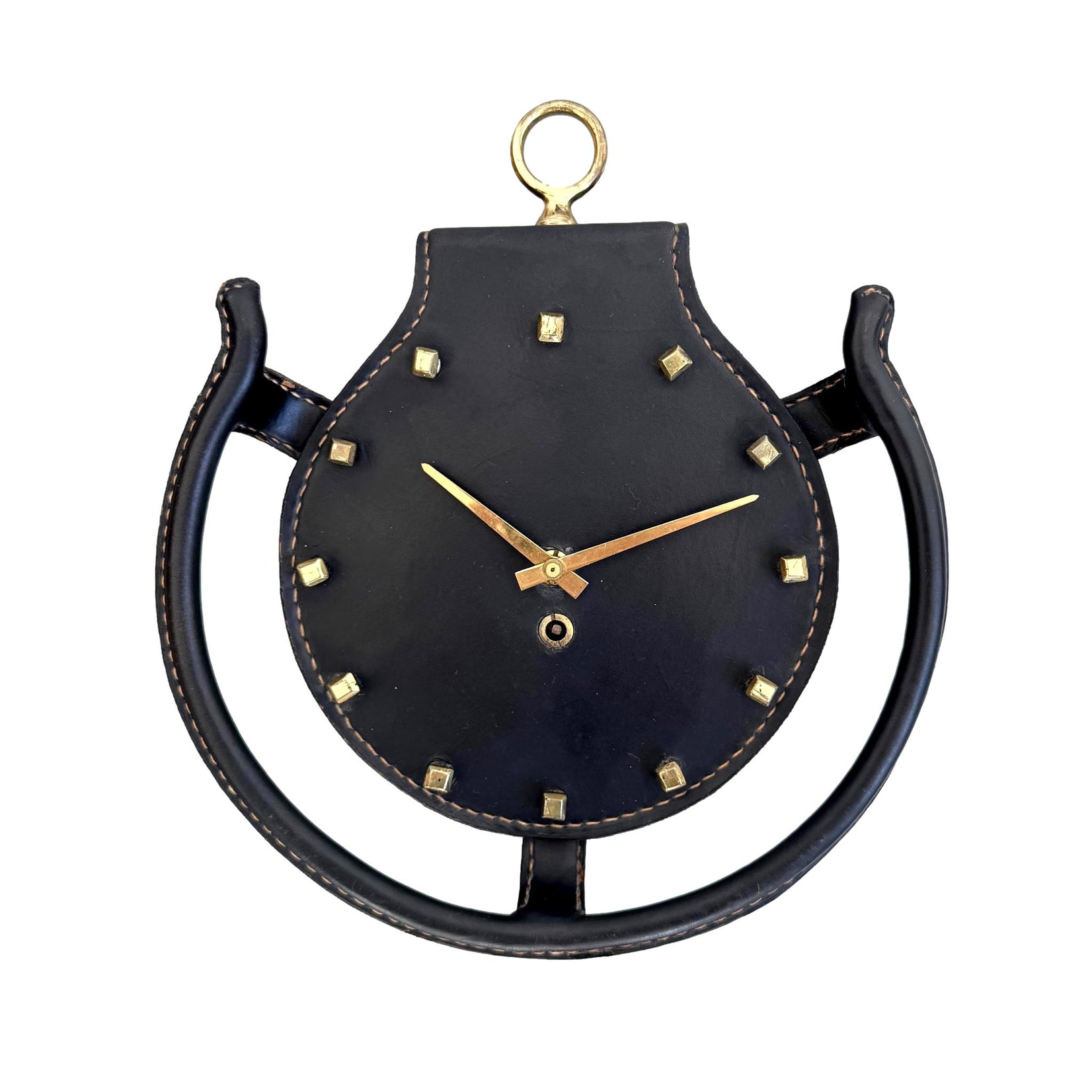Leather And Brass Horseshoe Wall Clock