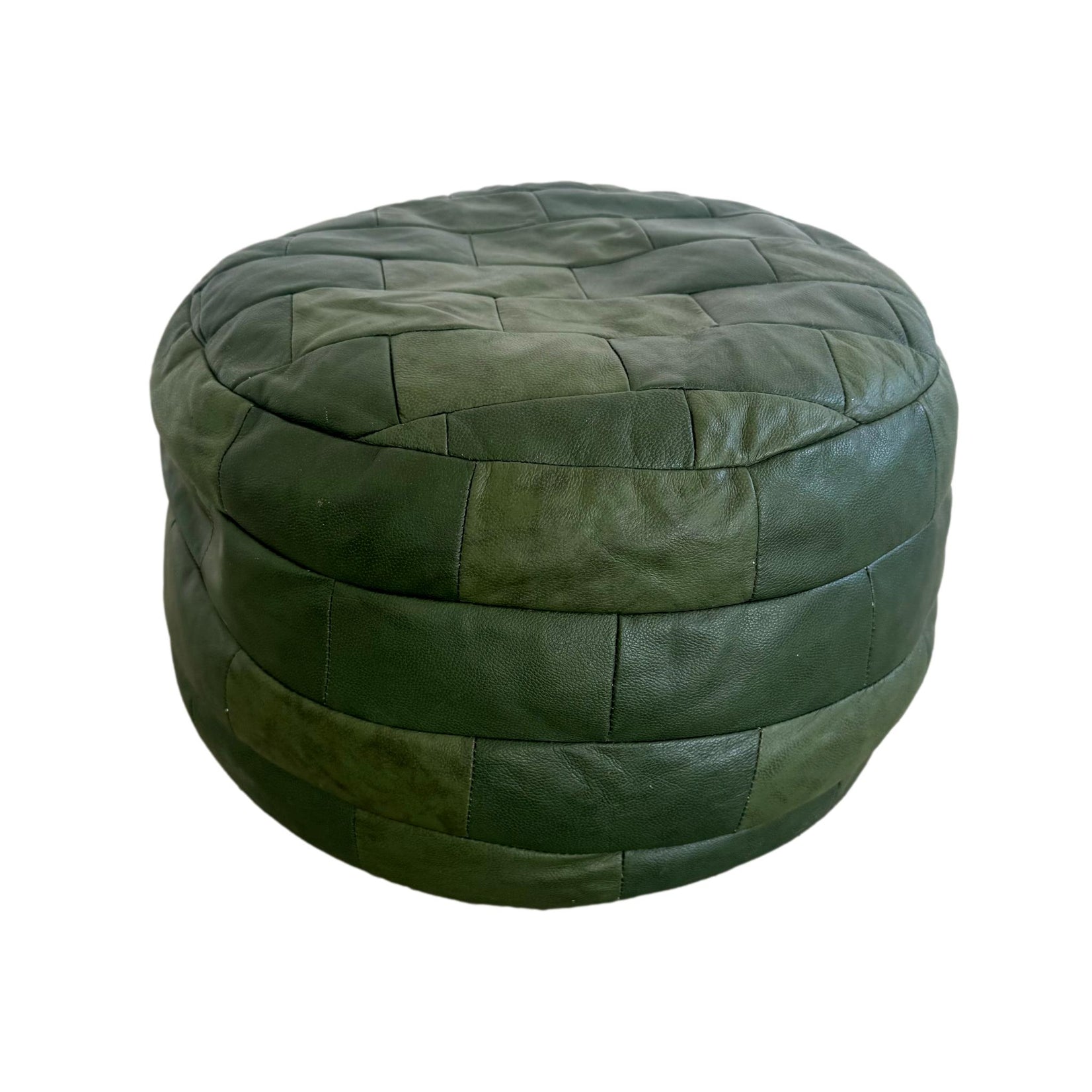 Green Leather Patchwork Ottoman