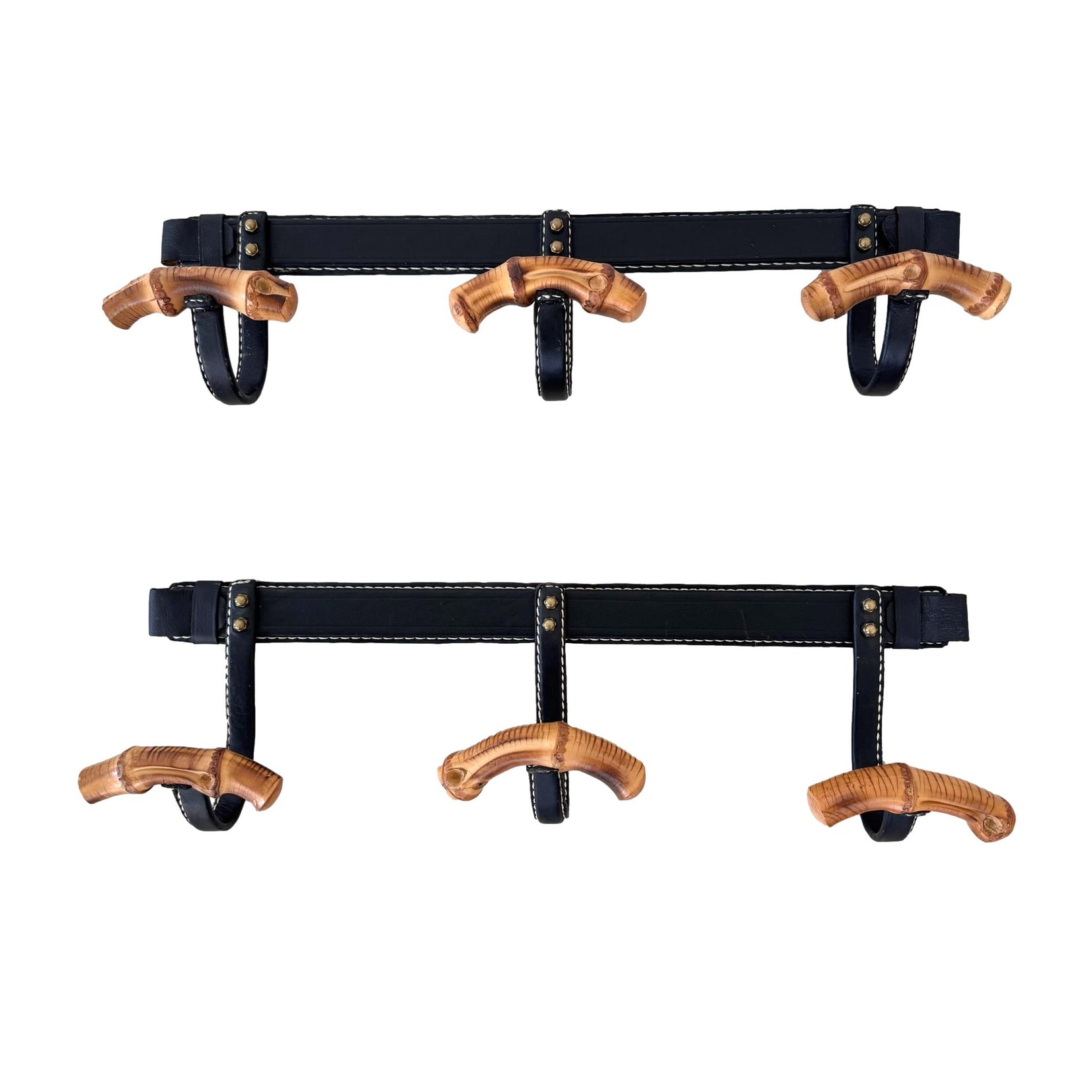 Leather and Bamboo Coat Racks