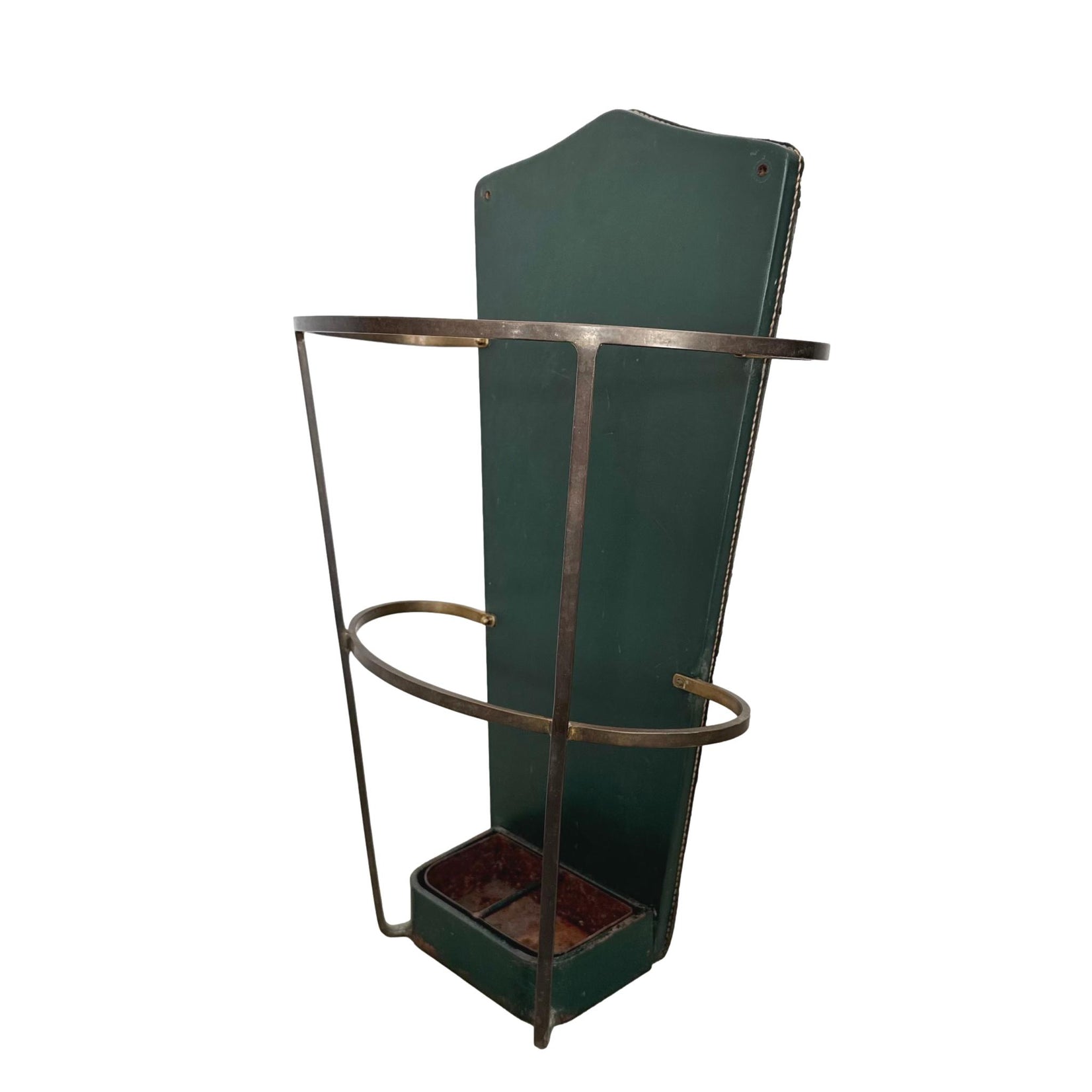 Wall Mounted Green Leather Umbrella Stand