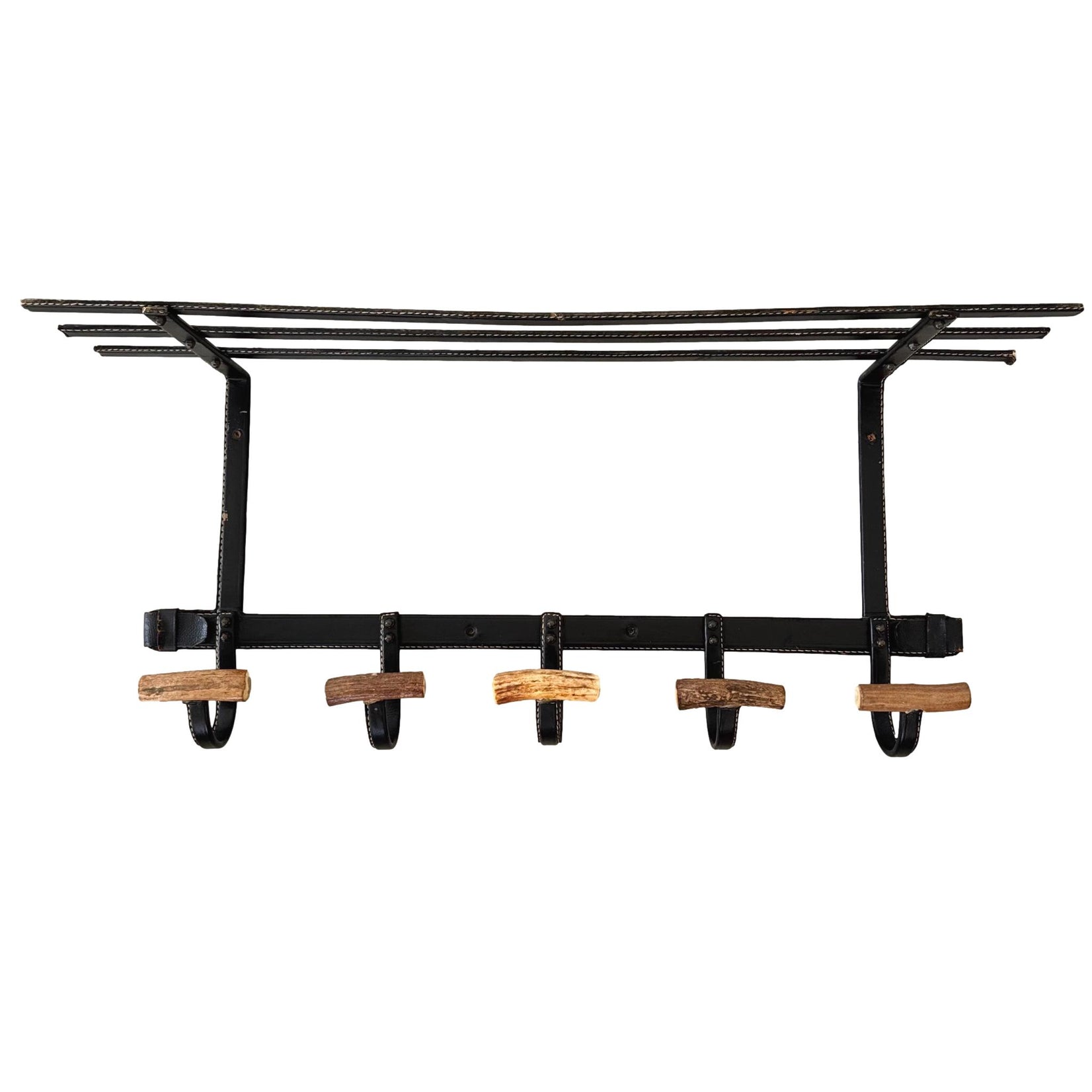 Leather and Horn Coat Rack