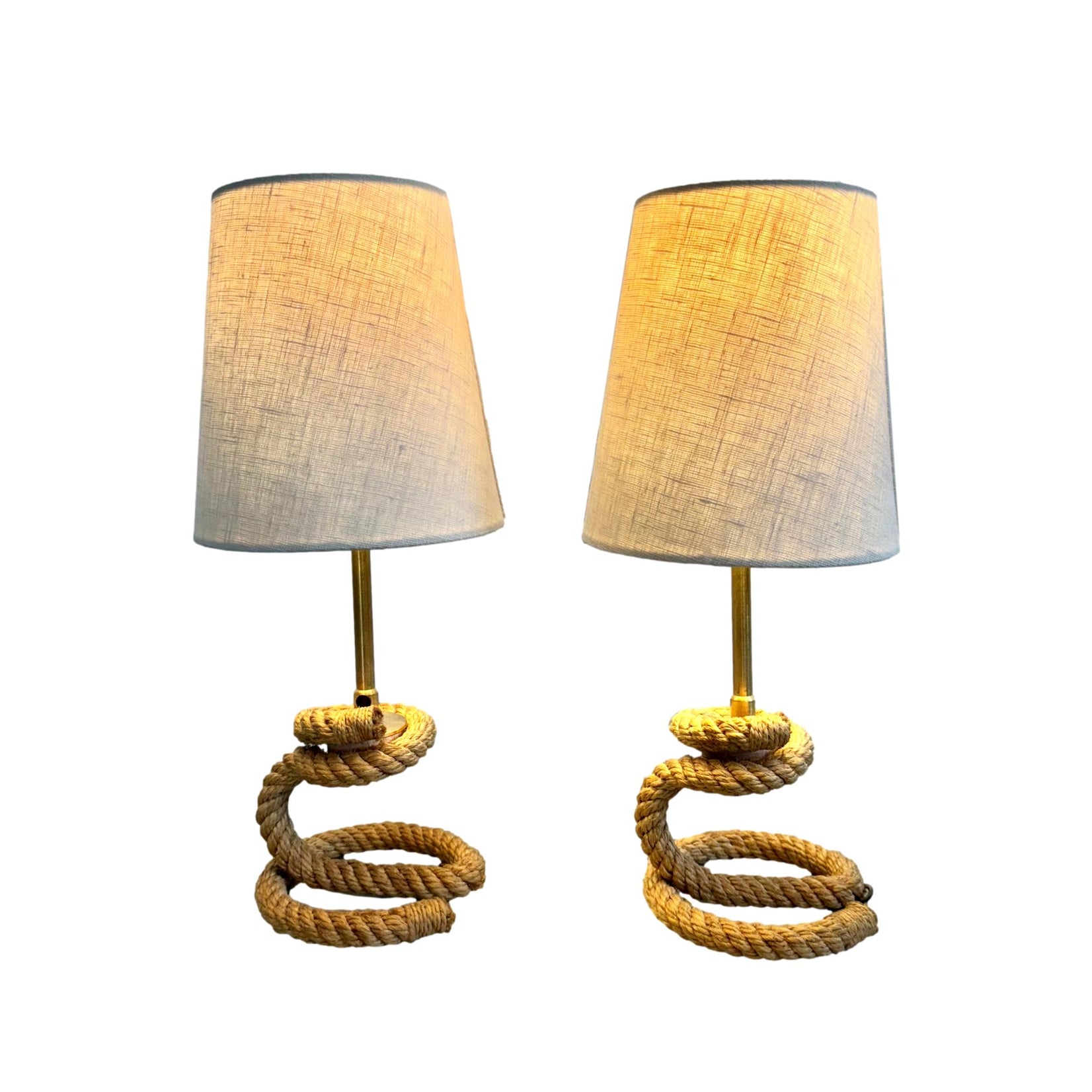 Pair of Rope and Brass Table Lamps