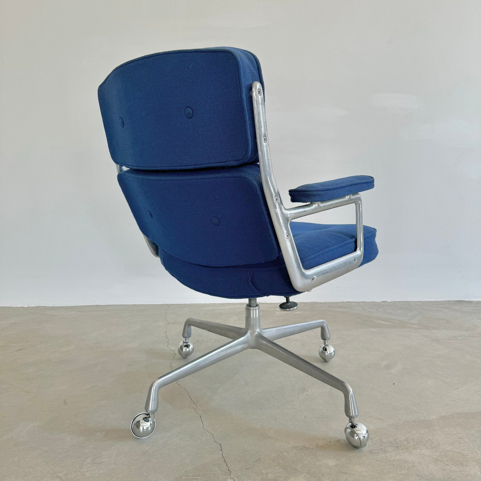 Eames Time Life Chair in Navy Blue Burlap for Herman Miller, 1978 USA
