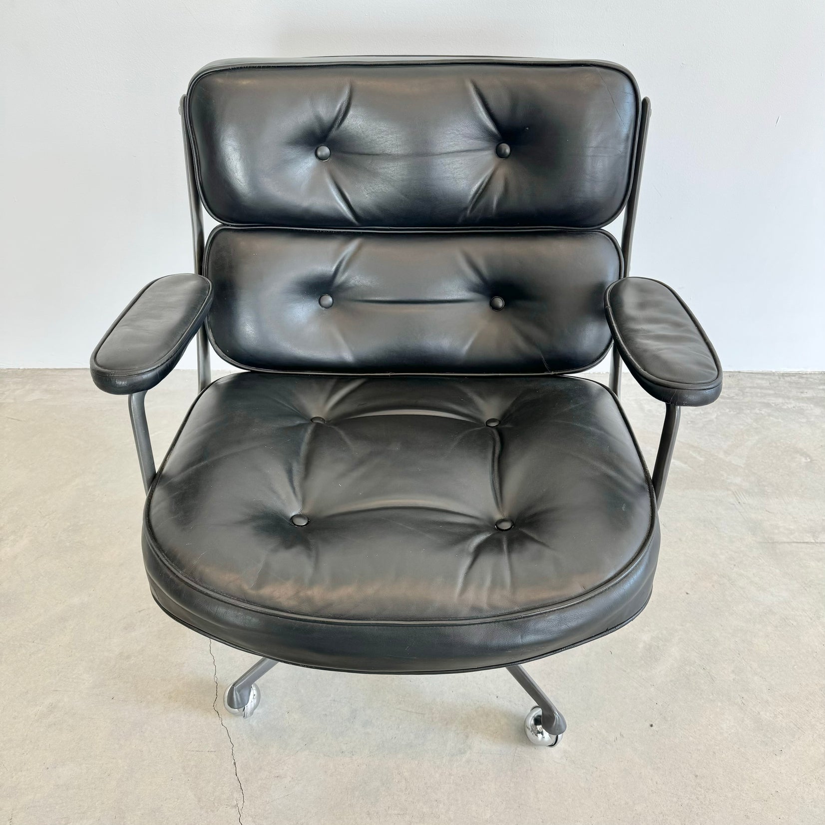 Eames Time Life Lobby Lounge Chair in Black Leather for Herman Miller