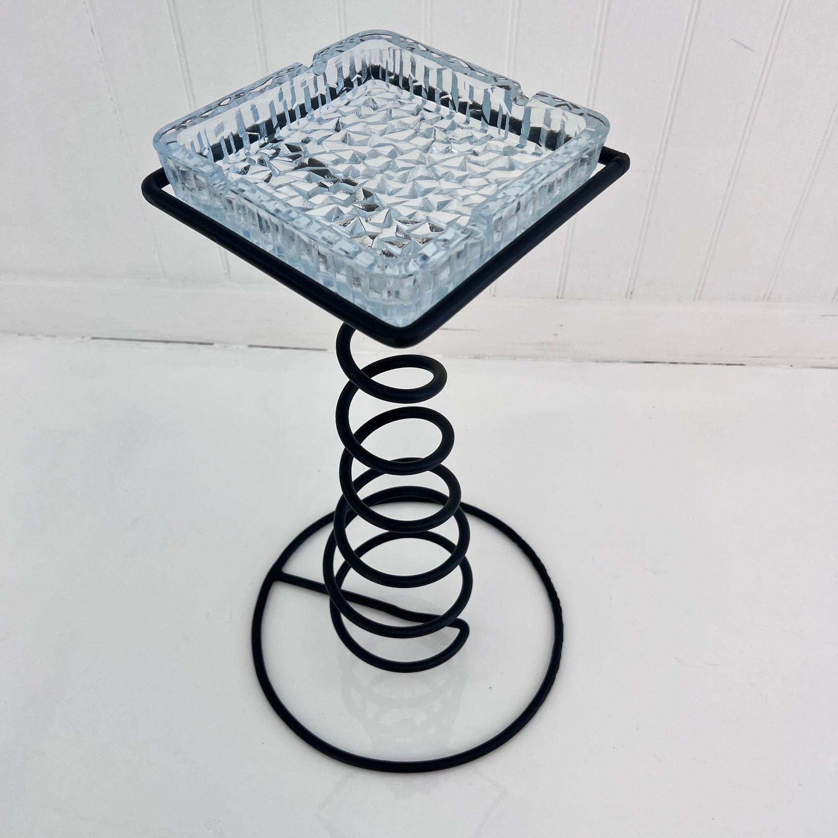 Spiral Iron and Glass Standing Catchall, 1960s France