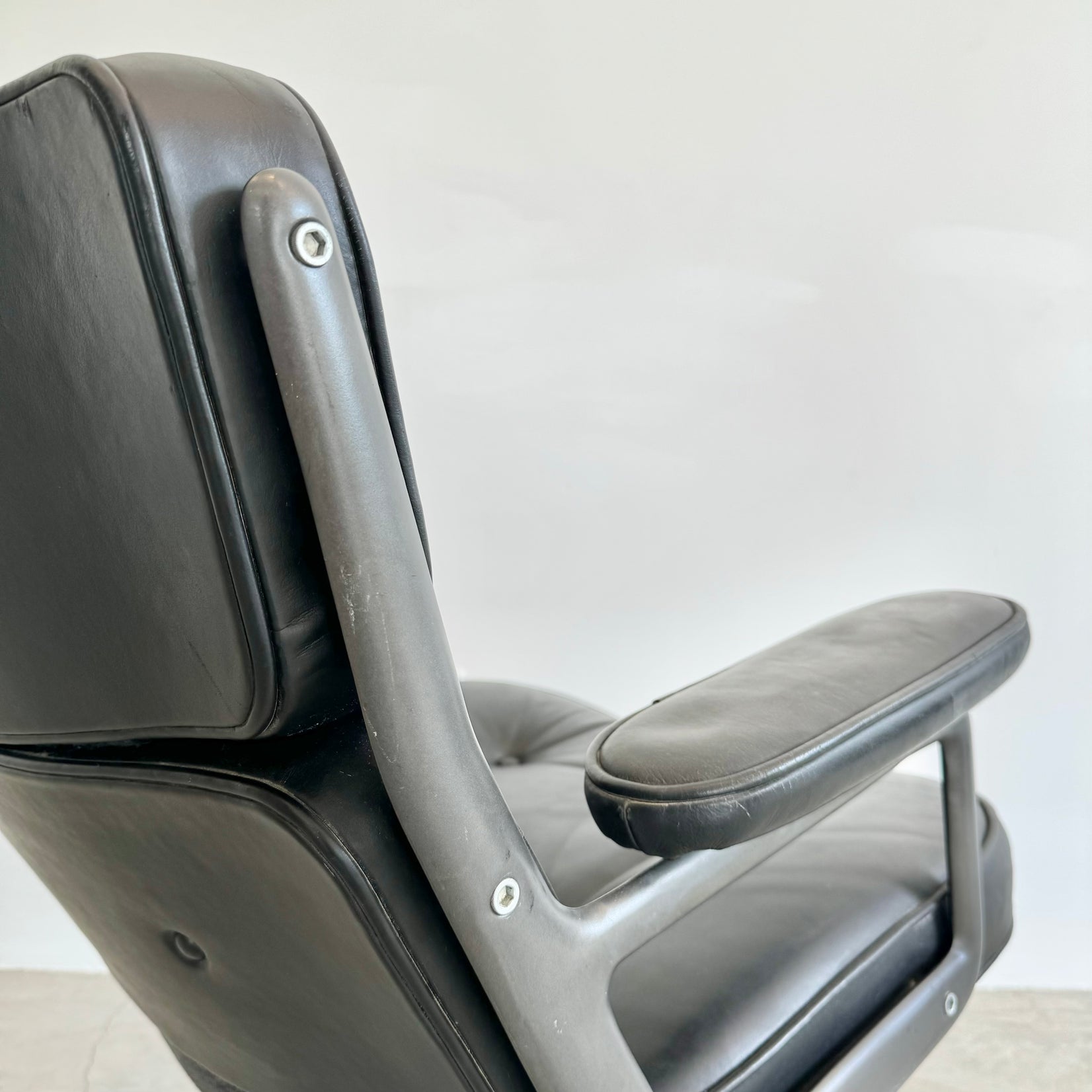 Eames Time Life Lobby Lounge Chair in Black Leather for Herman Miller