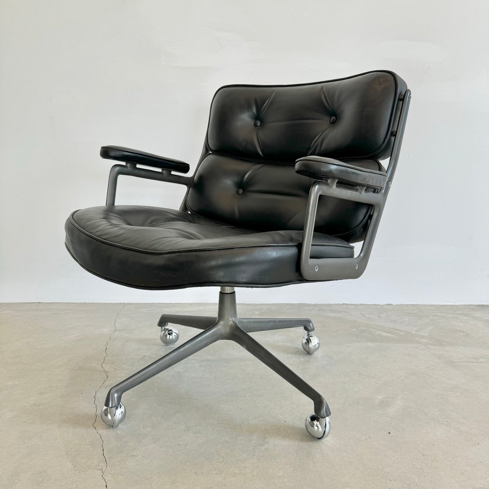 Eames Time Life Lobby Lounge Chair in Black Leather for Herman Miller