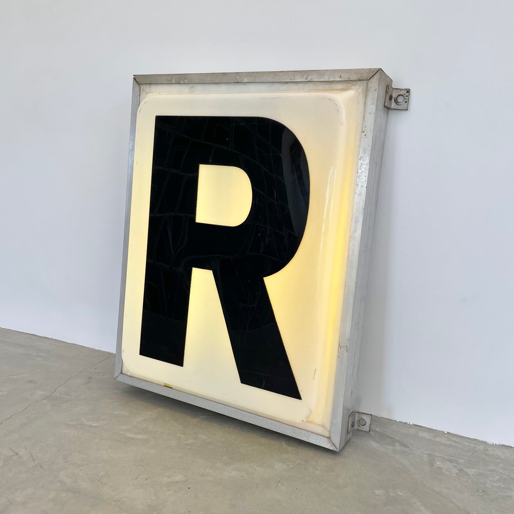Large Industrial Illuminating Letter "R" Sign, USA circa 1950