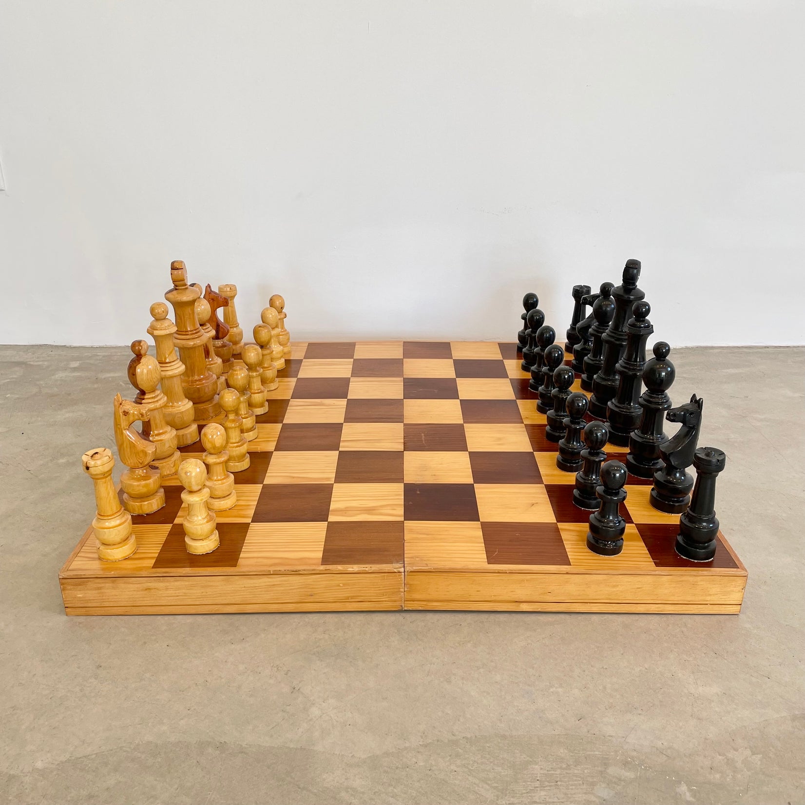Oversized Wooden Chess Set, 1980s USSR
