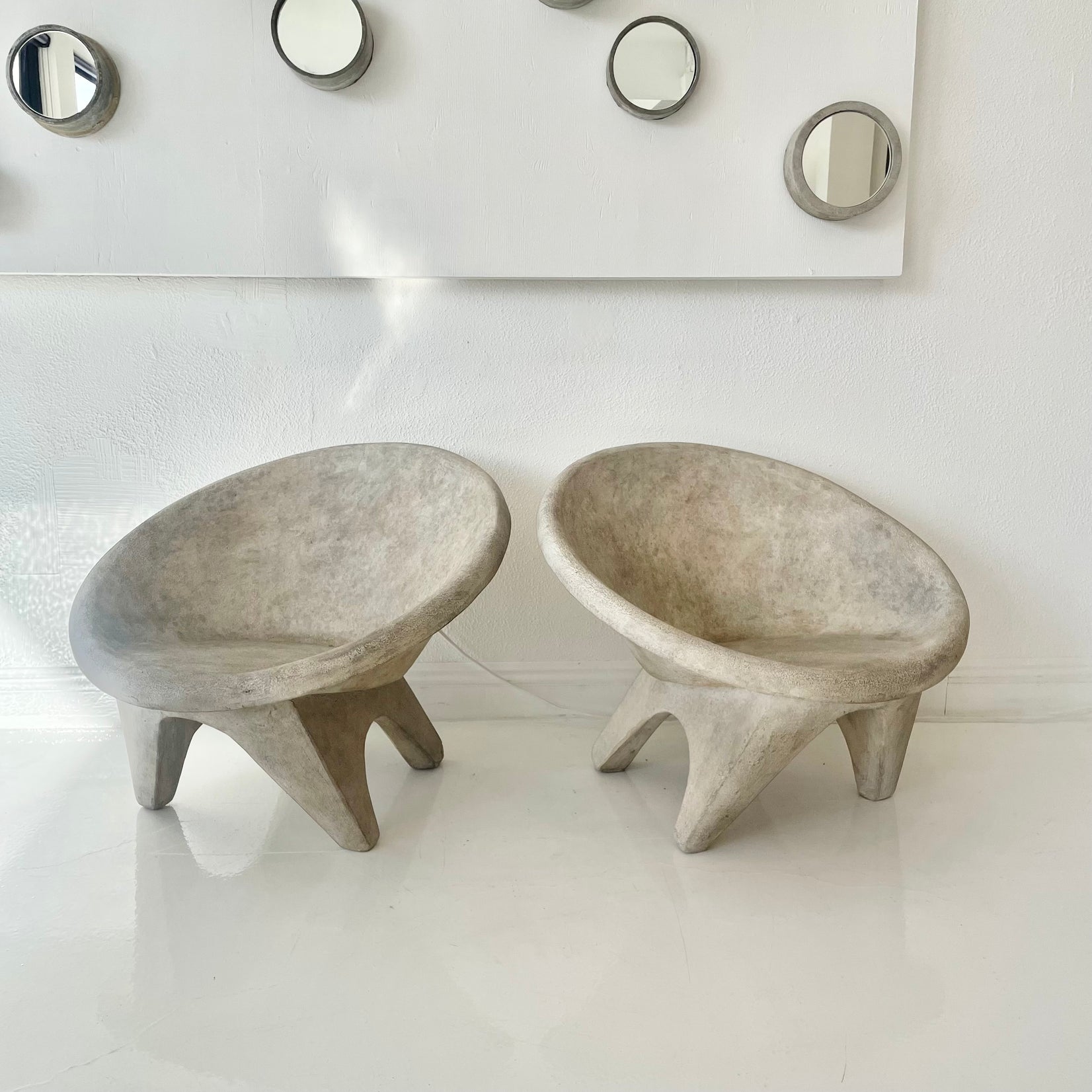 Pair of Sculptural Concrete Chairs
