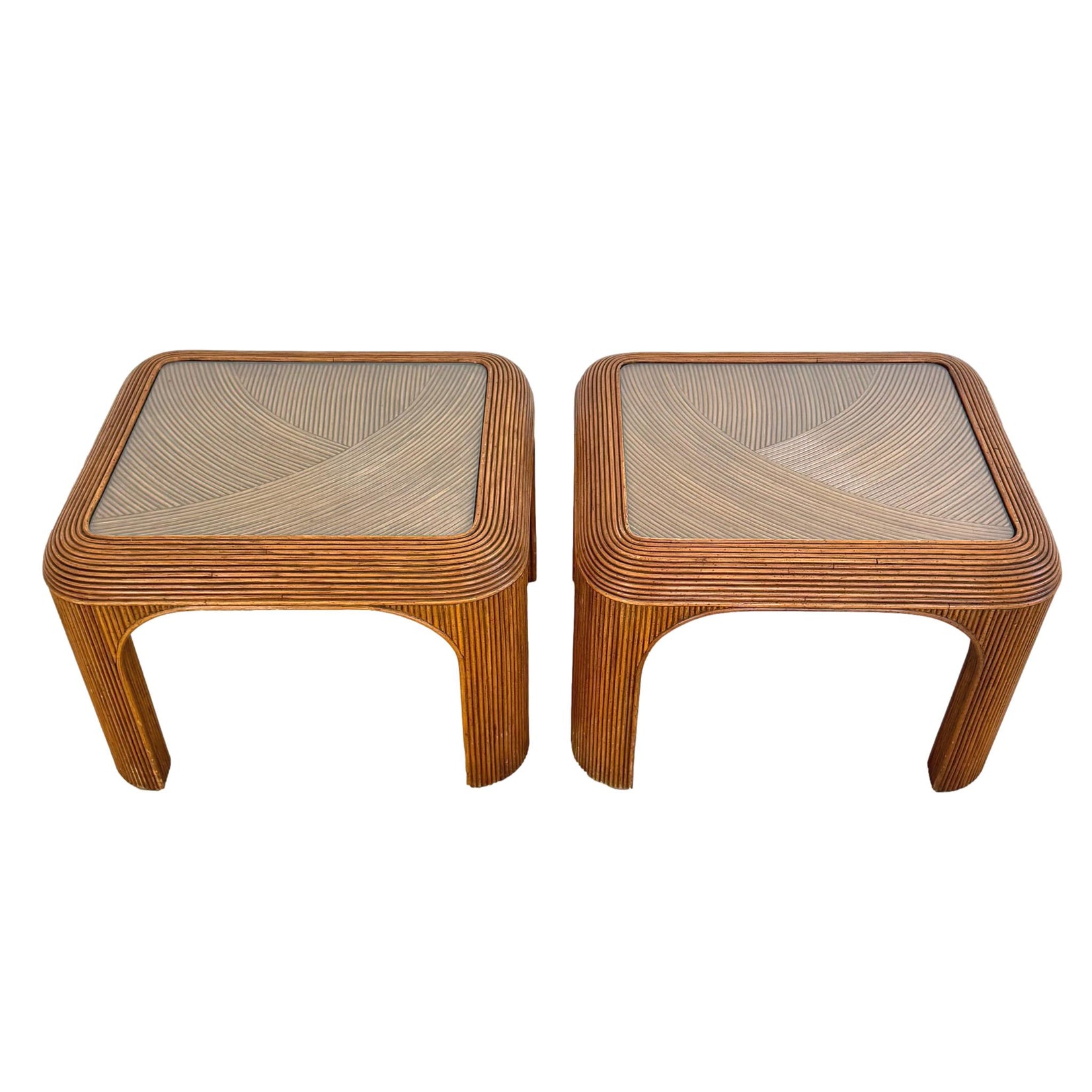 Pair of Pencil Reed Night Side Tables