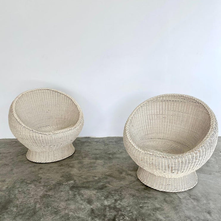 Pair of French Wicker Pod Chairs