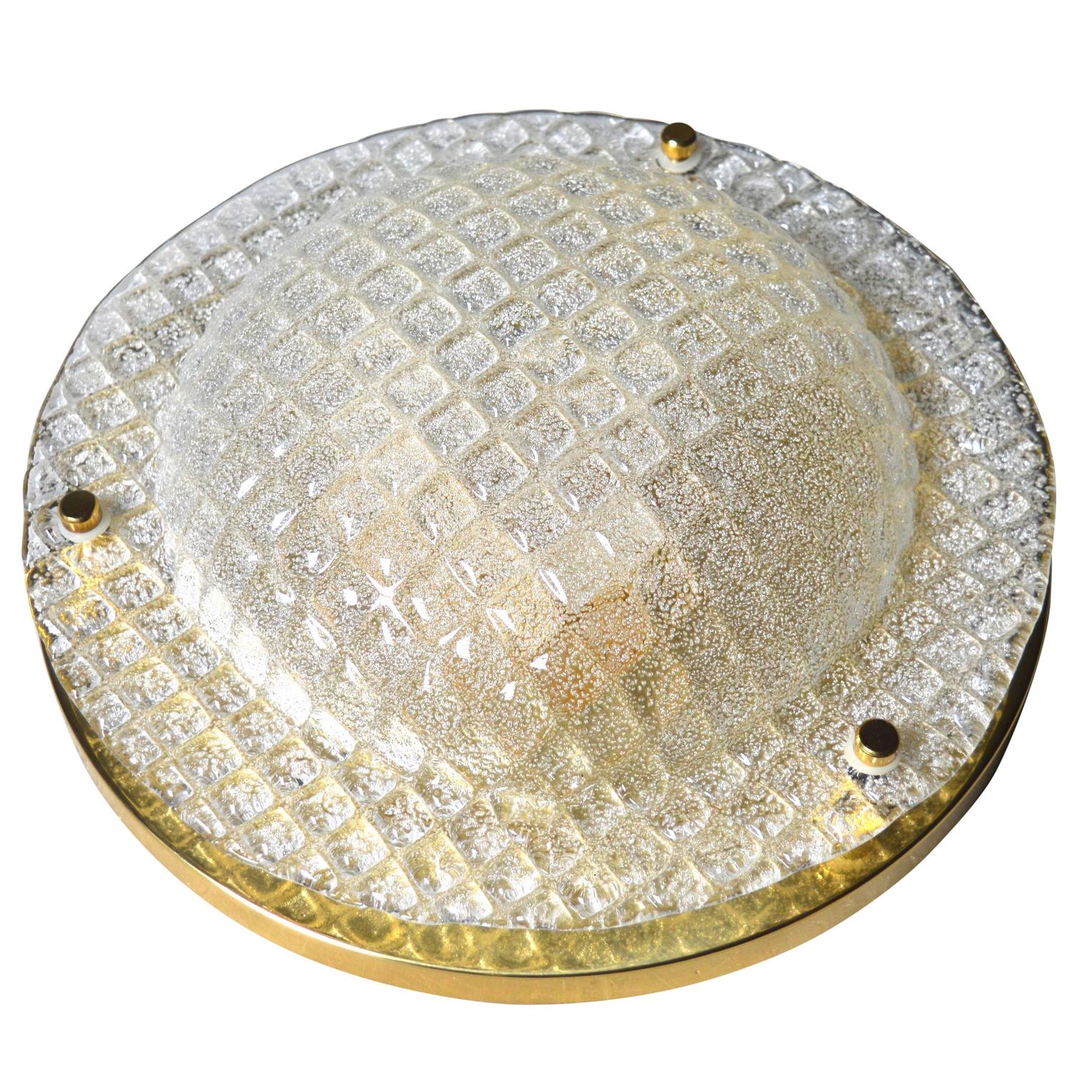 Brass and Glass Flush Mount