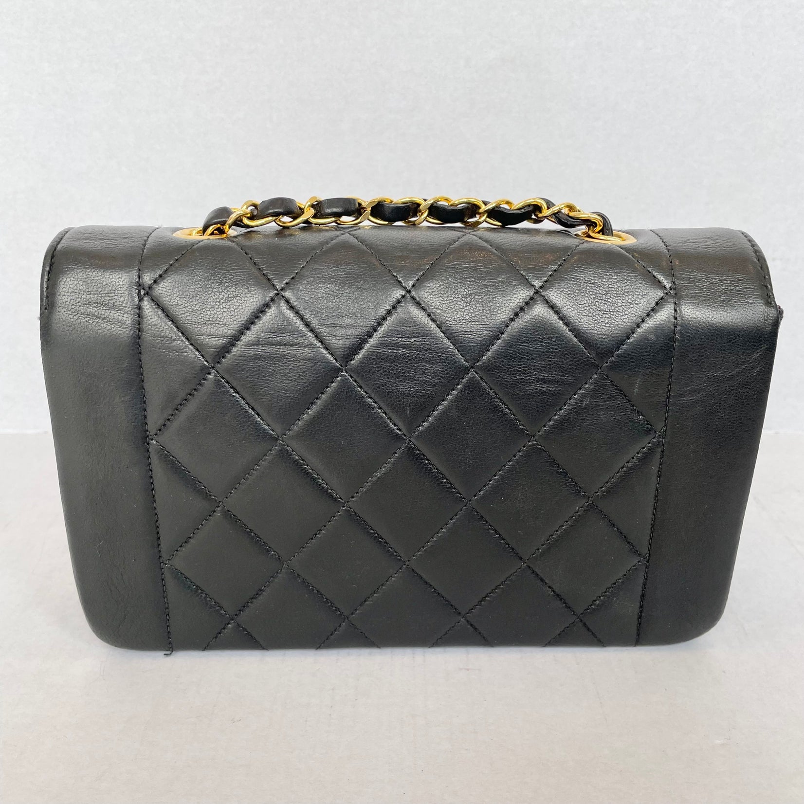 Rare Chanel Diana Shoulder Bag Black Quilted Lambskin Leather, 1990s France