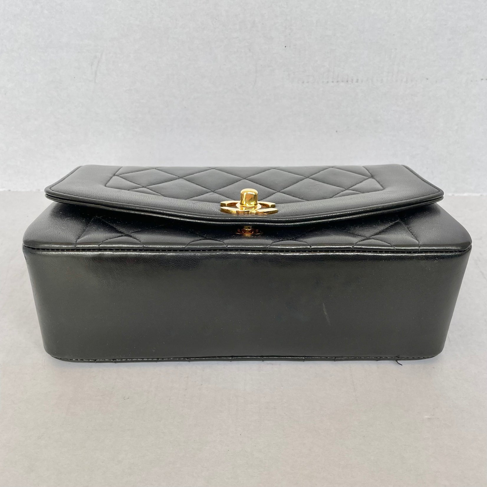 Rare Chanel Diana Shoulder Bag Black Quilted Lambskin Leather, 1990s France