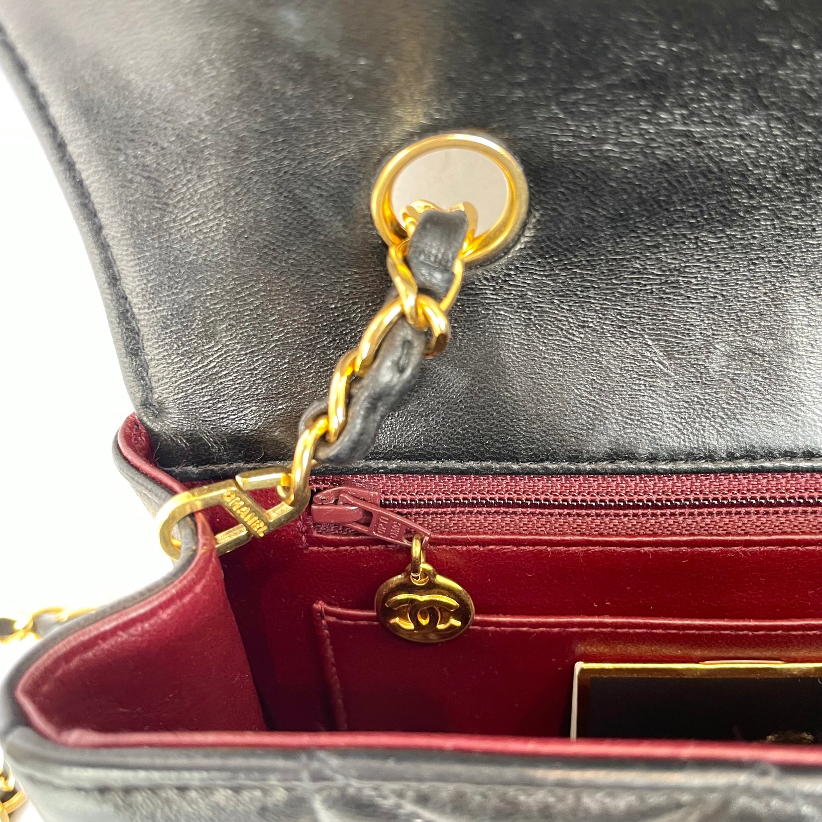Rare Chanel Diana Shoulder Bag Black Quilted Lambskin Leather, 1990s France