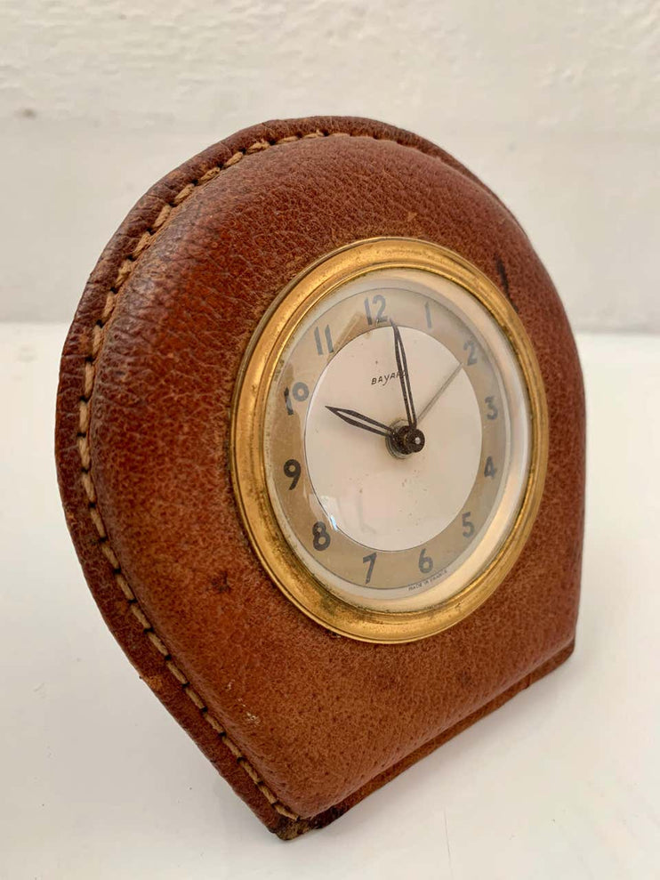 Adnet Style Leather Alarm Clock
