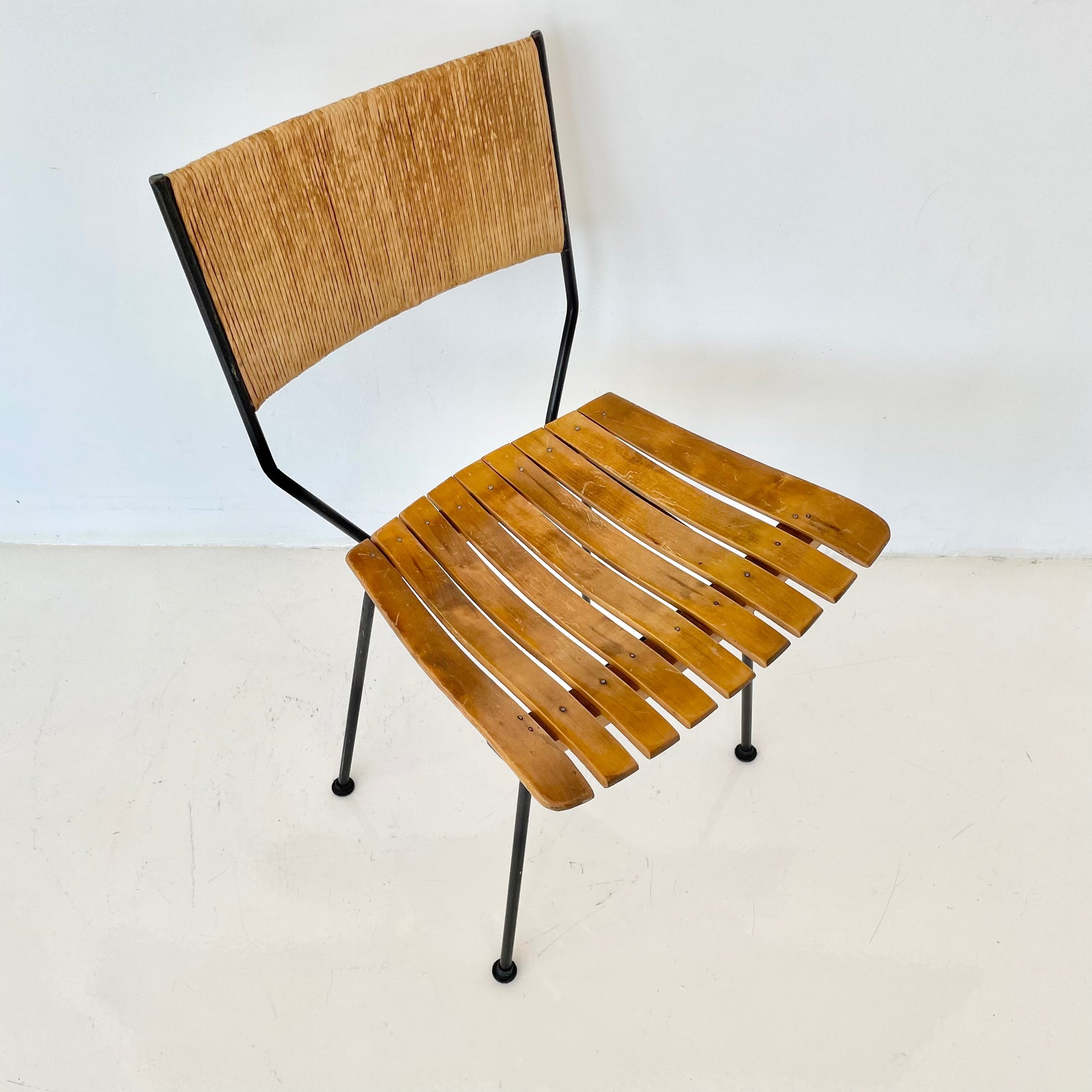 Arthur Umanoff Wood and Rush Chair