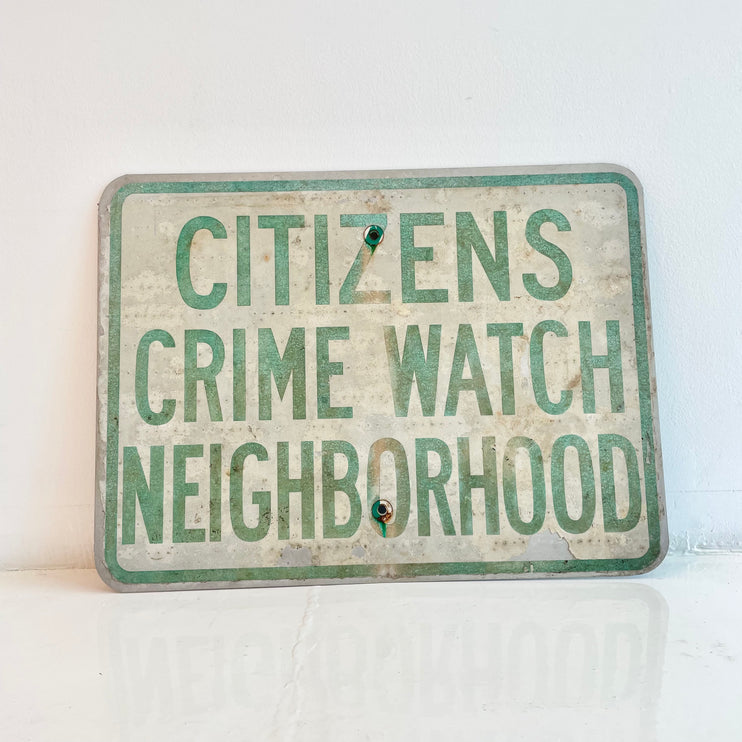 Vintage Crime Watch Street Sign