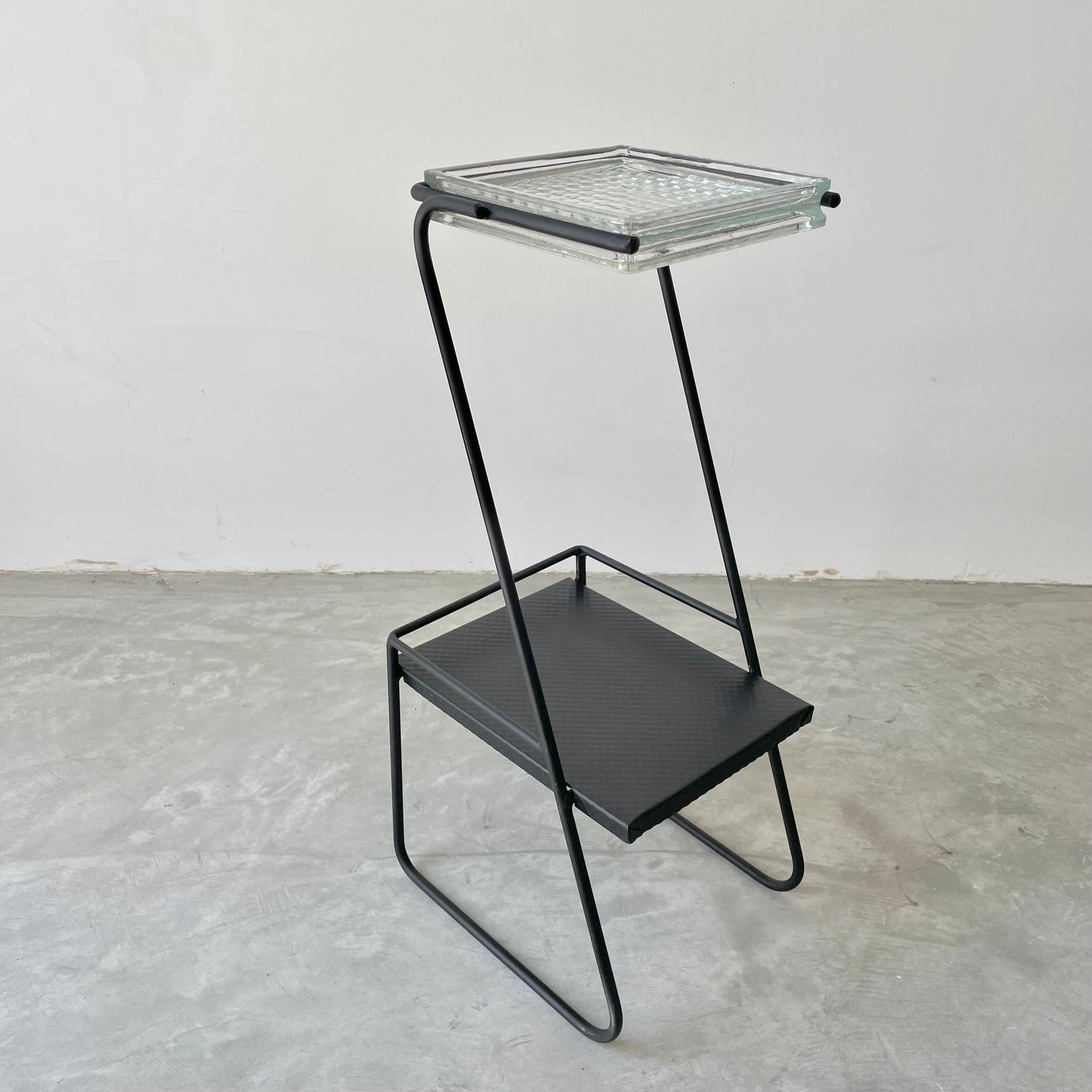 Mategot Style Side Table in Iron and Glass, 1950s France