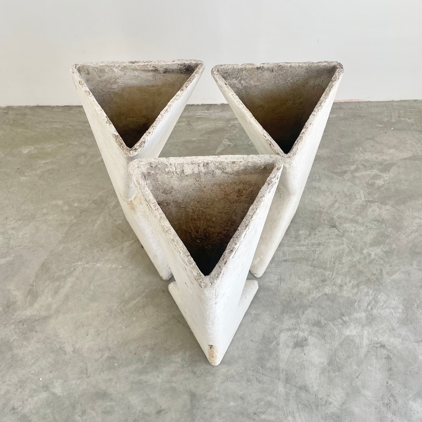 Set of 3 Willy Guhl Sculptural Triangular Planters, 1960s