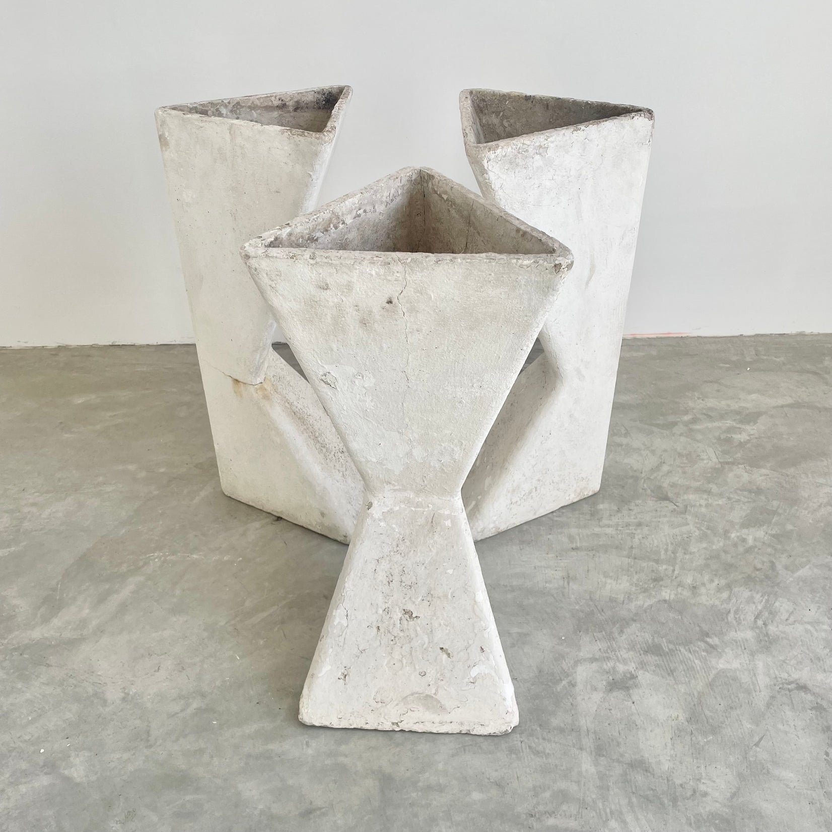 Set of 3 Willy Guhl Sculptural Triangular Planters, 1960s