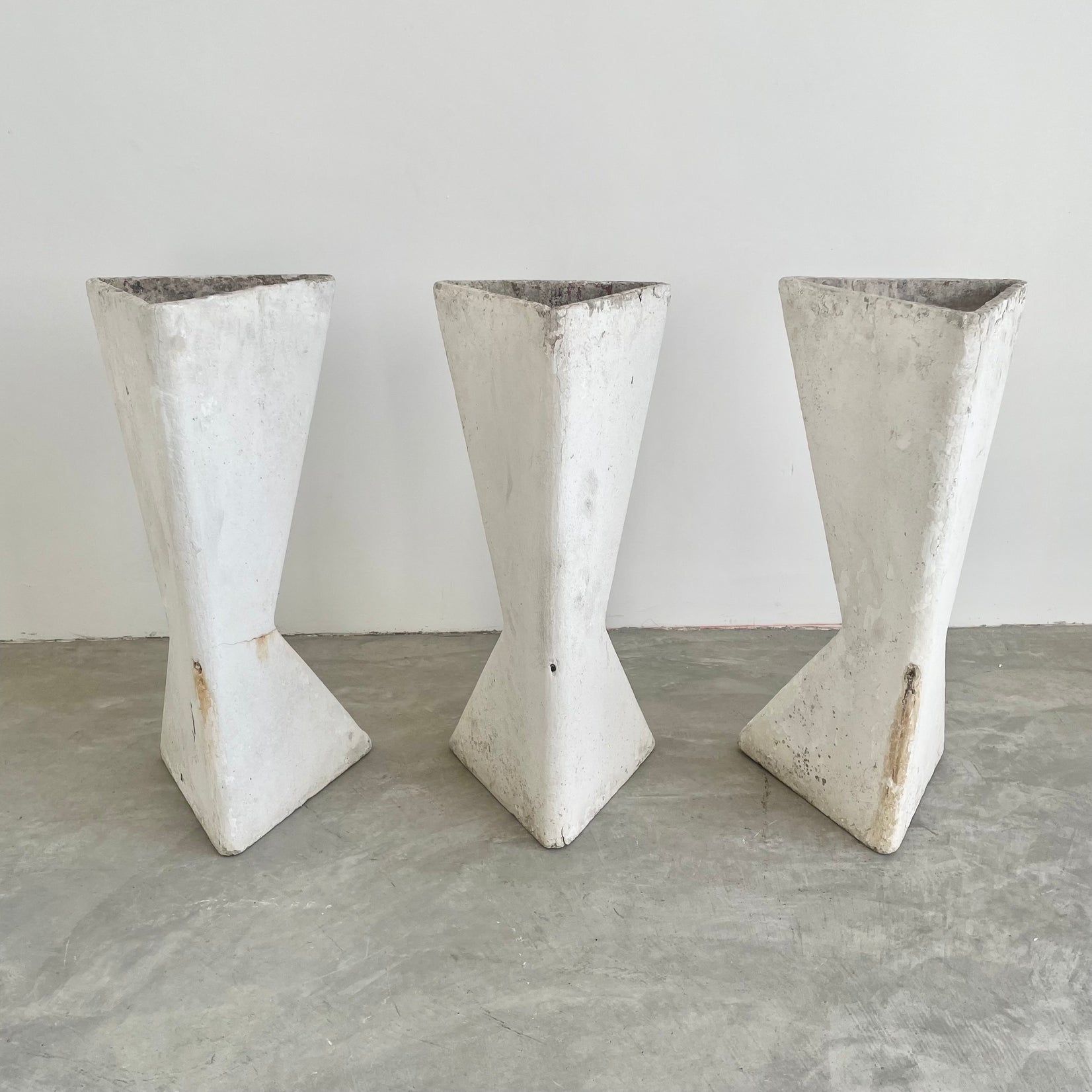 Set of 3 Willy Guhl Sculptural Triangular Planters, 1960s