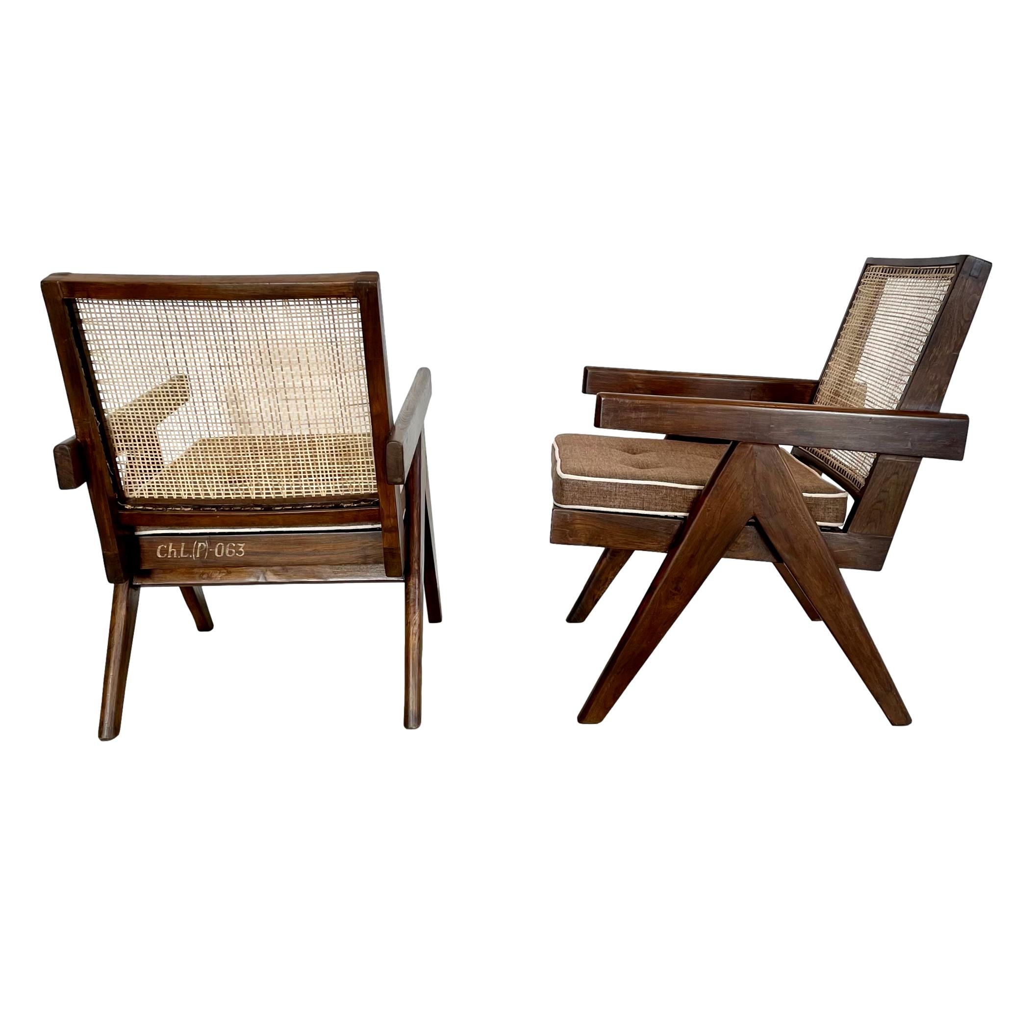 Pierre Jeanneret Easy Chairs, 1950s Chandigargh