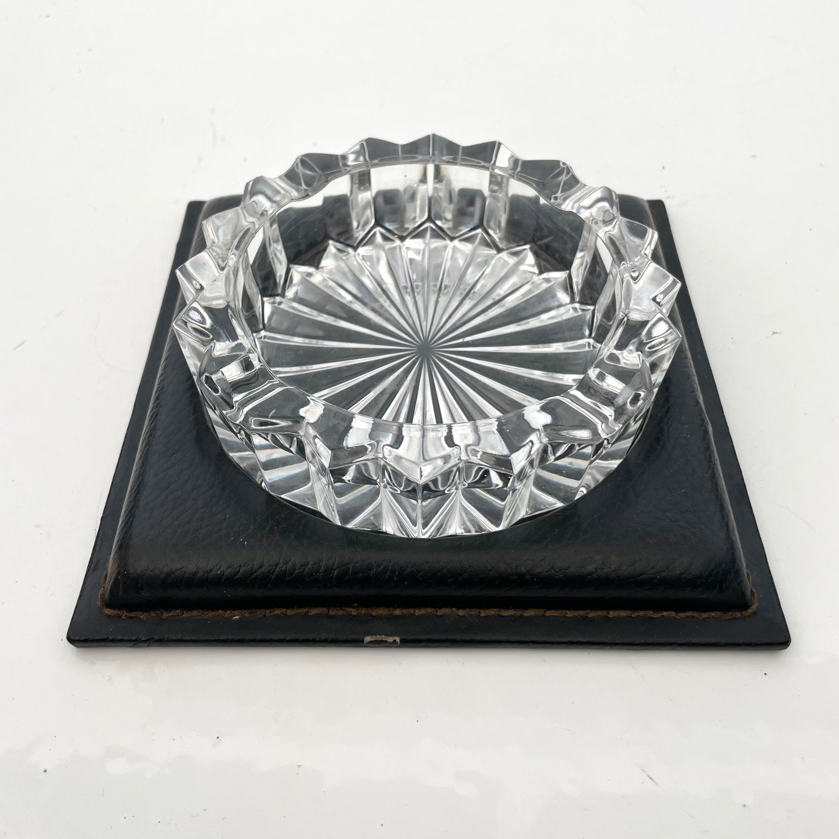 Le Tanneur Leather and Glass Ashtray