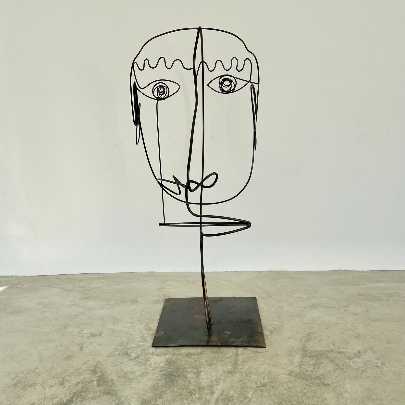Monumental Metal Wire Face Sculpture