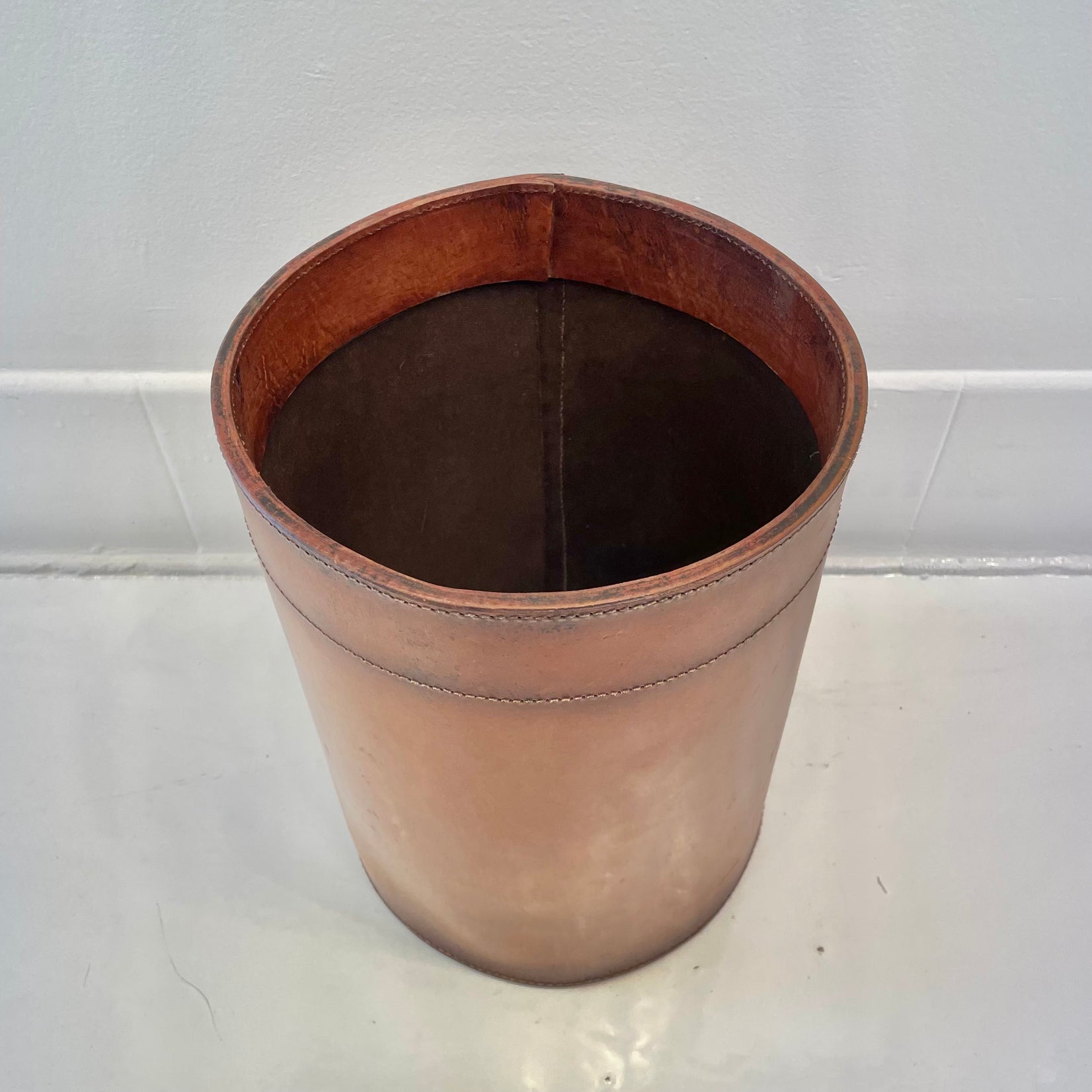 Leather Waste Basket by Merit Los Angeles