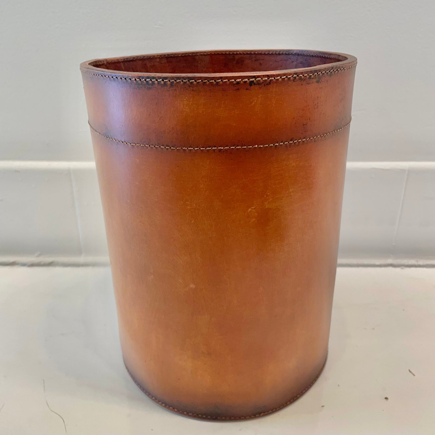Leather Waste Basket by Merit Los Angeles