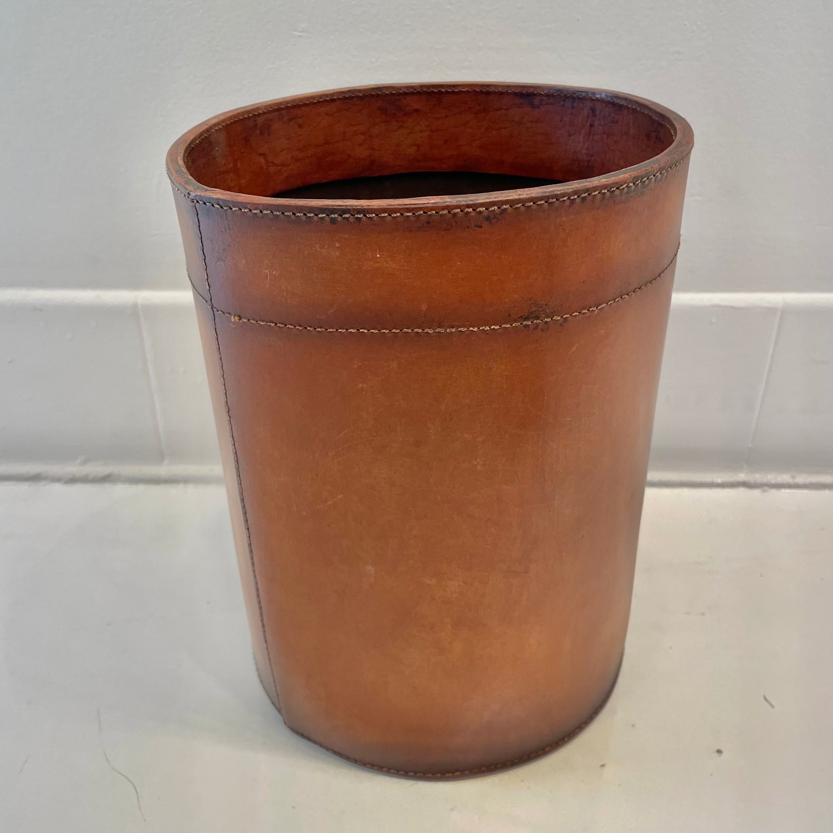Leather Waste Basket by Merit Los Angeles