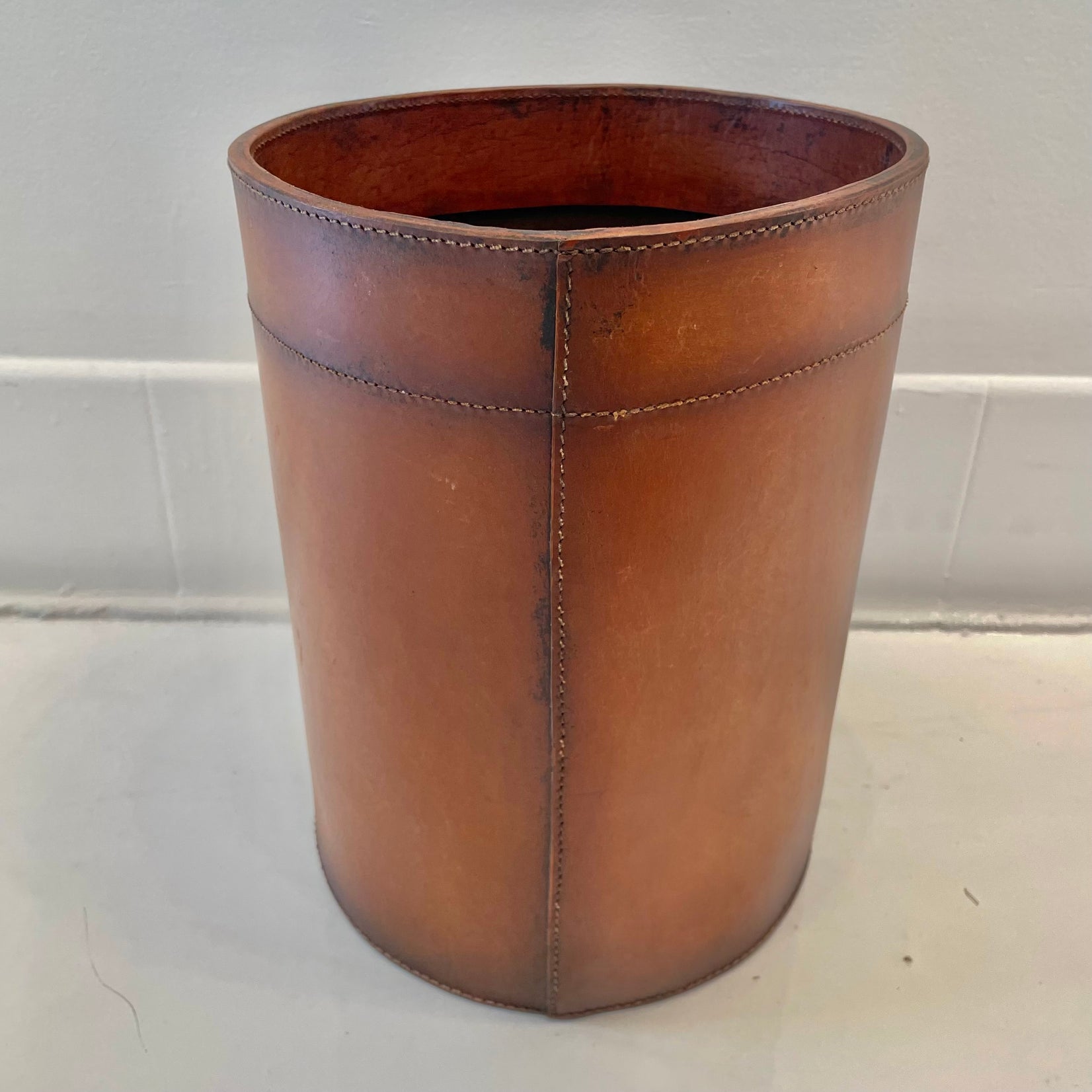 Leather Waste Basket by Merit Los Angeles
