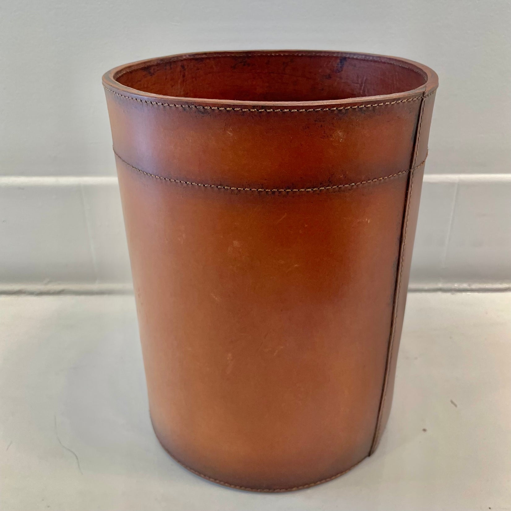 Leather Waste Basket by Merit Los Angeles