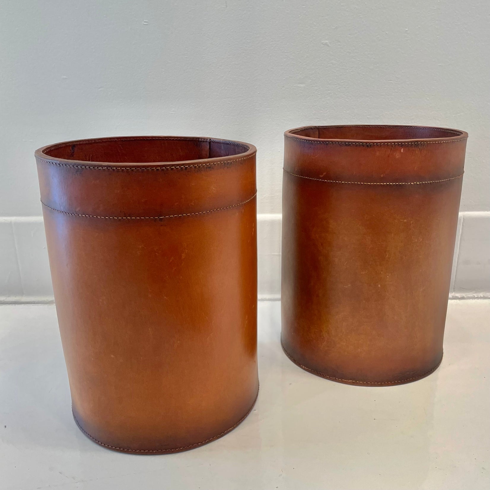 Leather Waste Basket by Merit Los Angeles