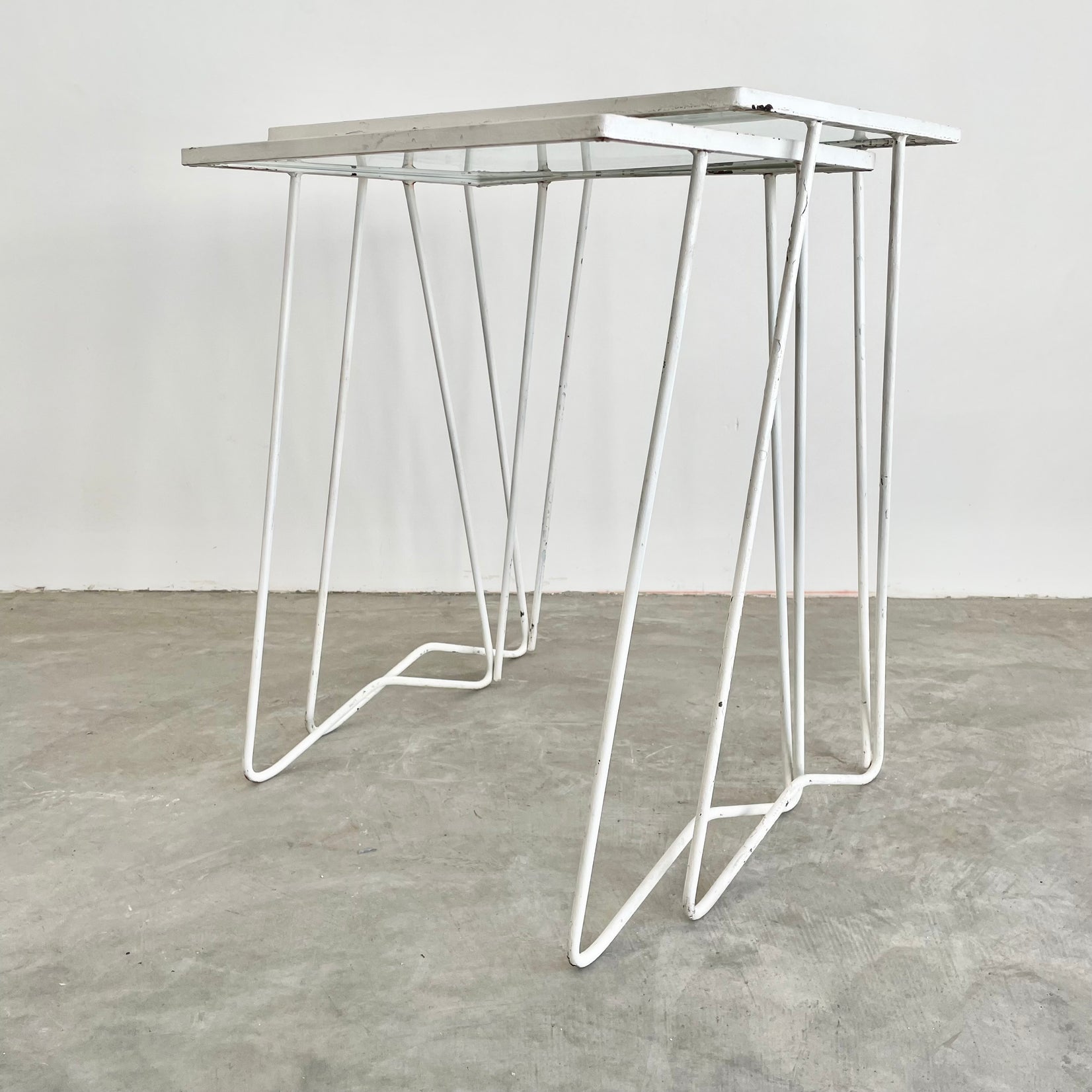 Pair of Iron and Glass Nesting Tables, 1970s USA