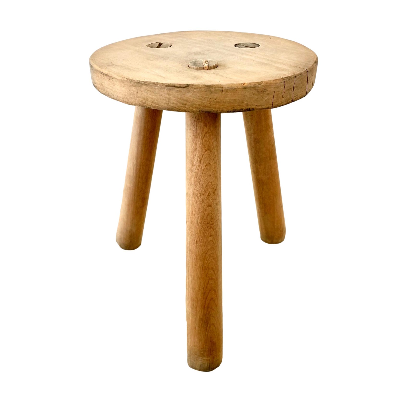 Chunky Wood Tripod Stool, 1960s France