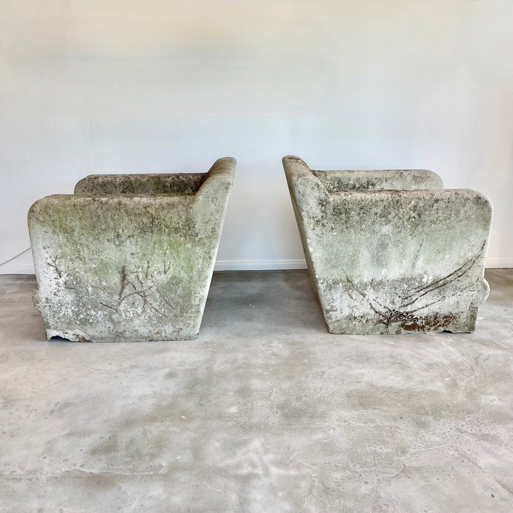 Pair of Sculptural Concrete Club Chairs, 1940s Belgium