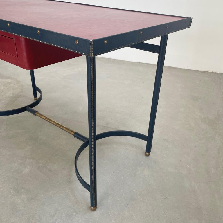Jacques Adnet Leather Desk and Chair, 1950s France