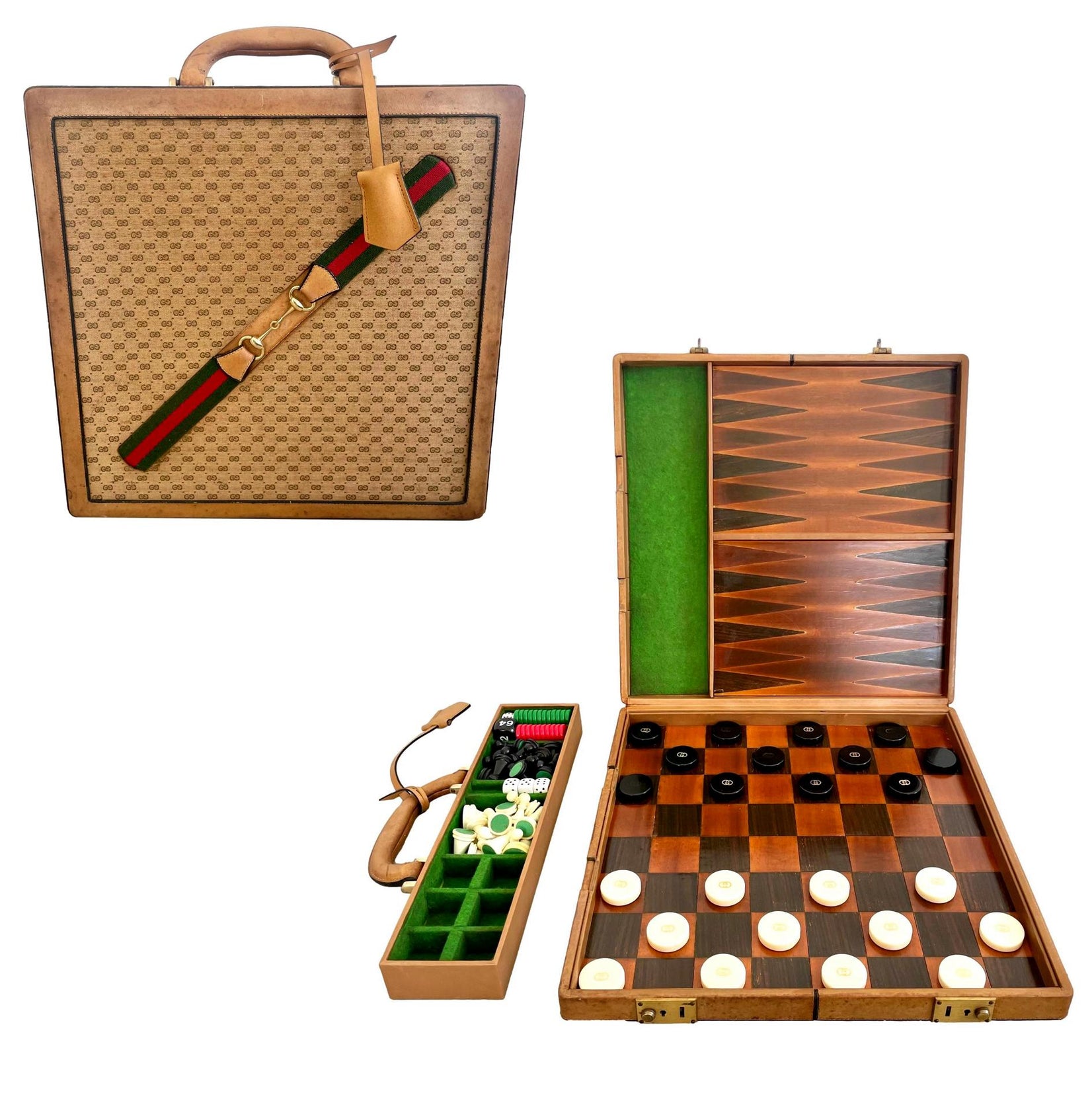 Gucci Leather Travel Multi-Game Set, 1980s Italy
