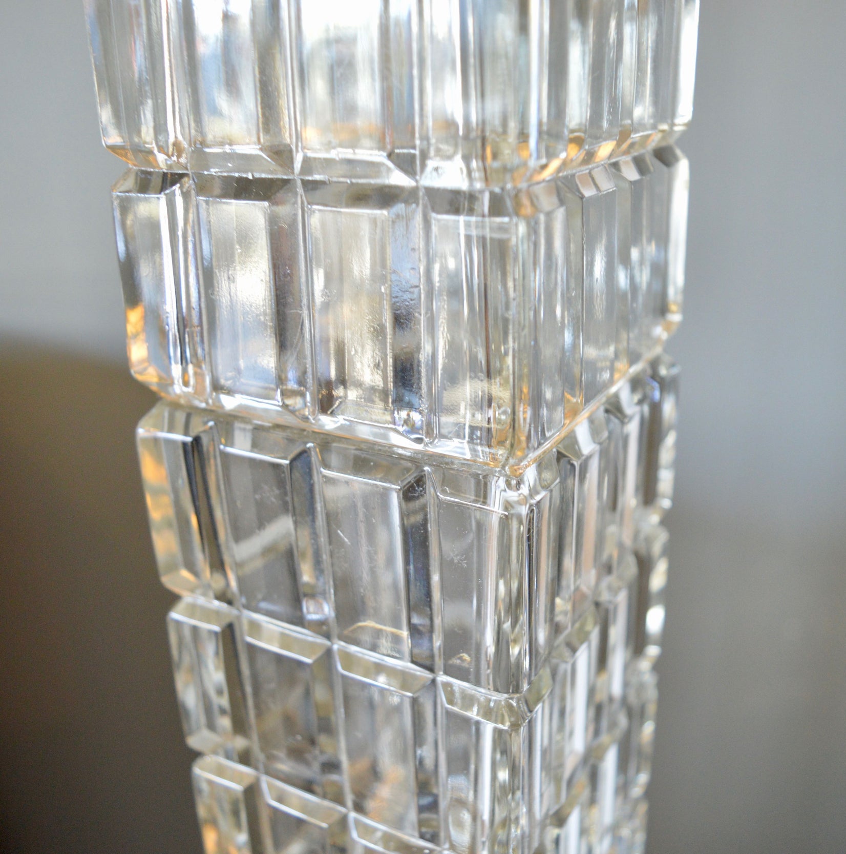 1950s Faceted Glass and Marble Floor Lamp